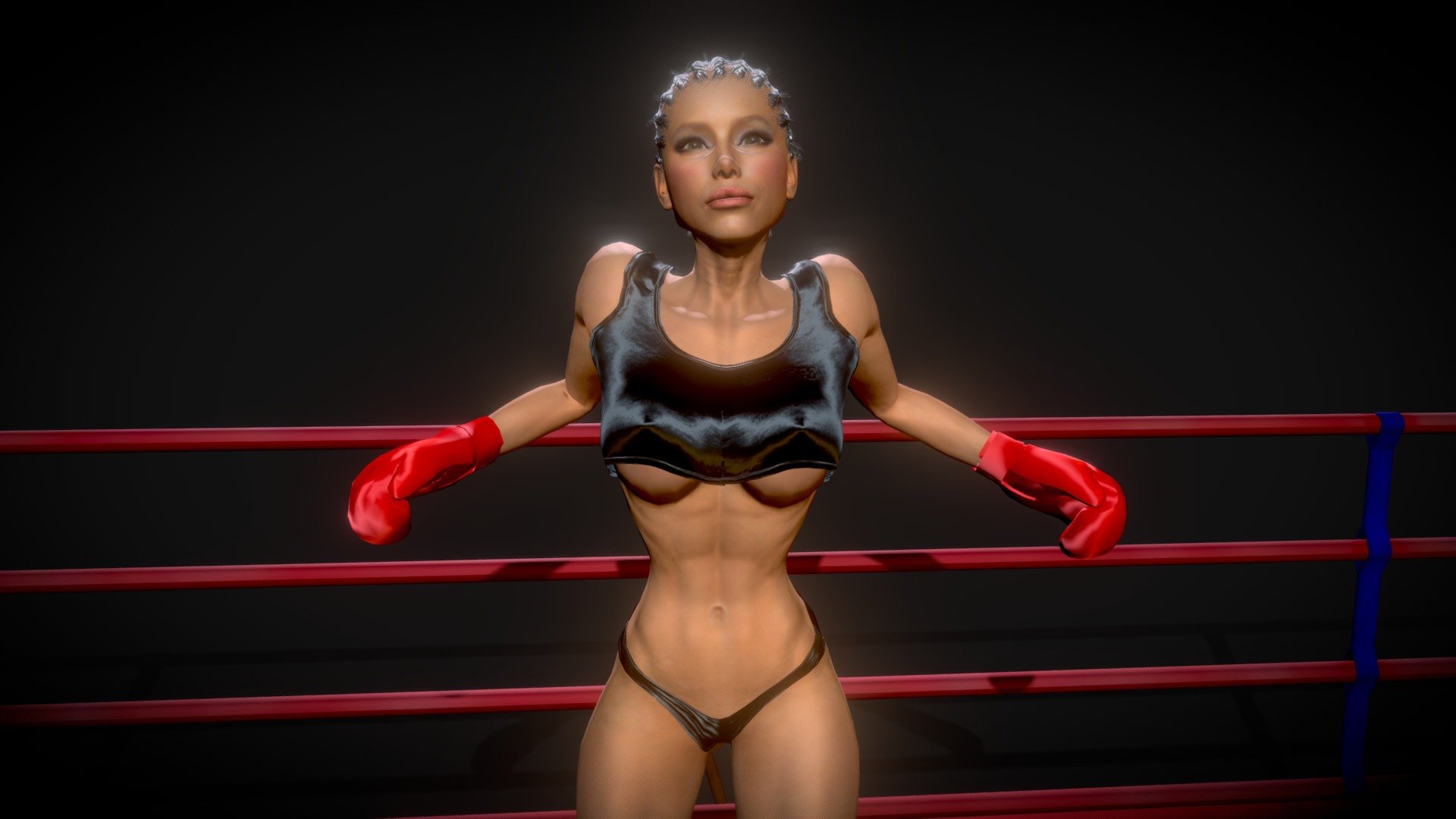 Female Boxer Fight Ready 3d model