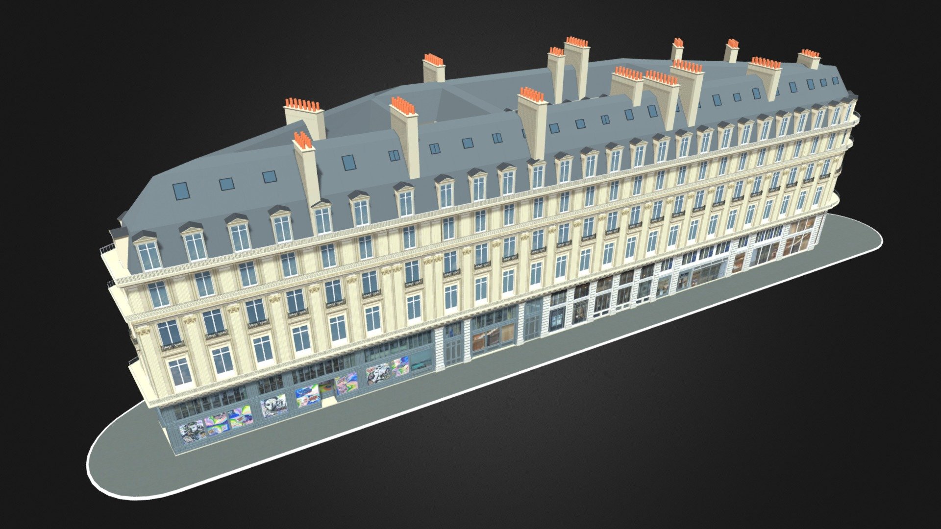 Paris Apartment Haussmann Building 01 3d model