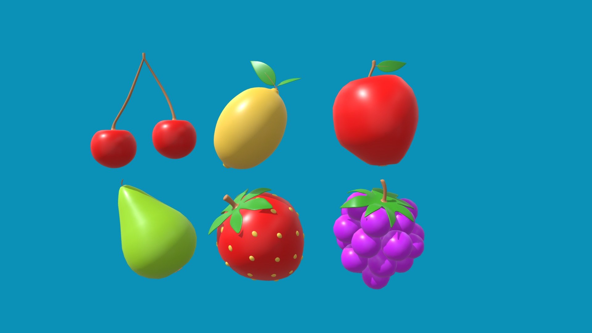 Icons fruit 3d model