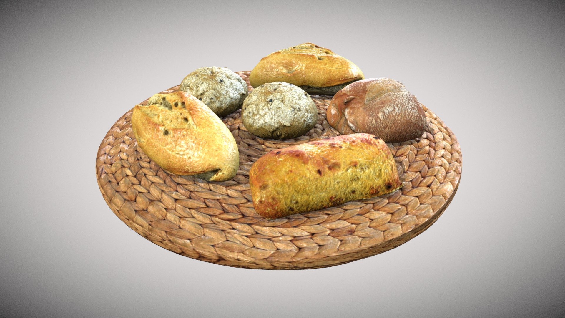 Composition Bread on Table 3d model