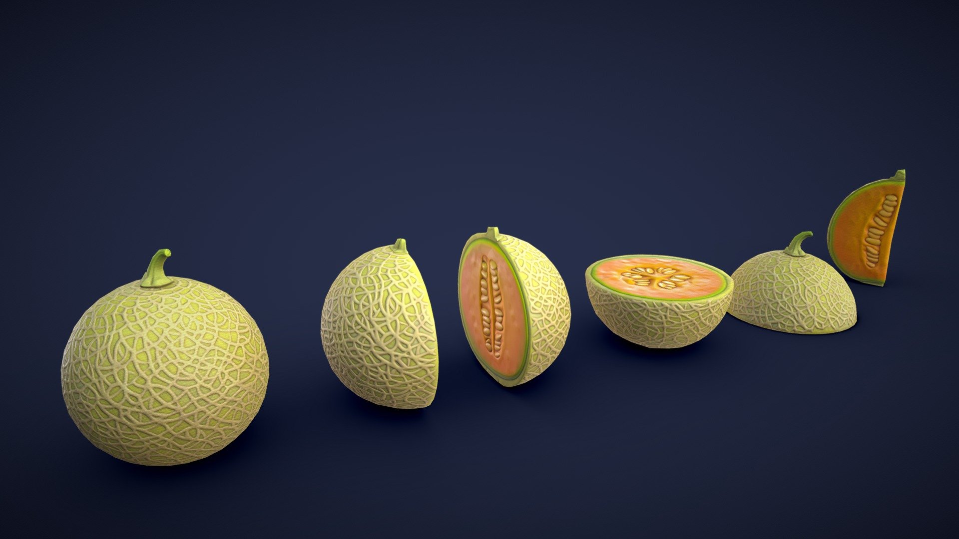 Stylized Cantaloupe 3d model