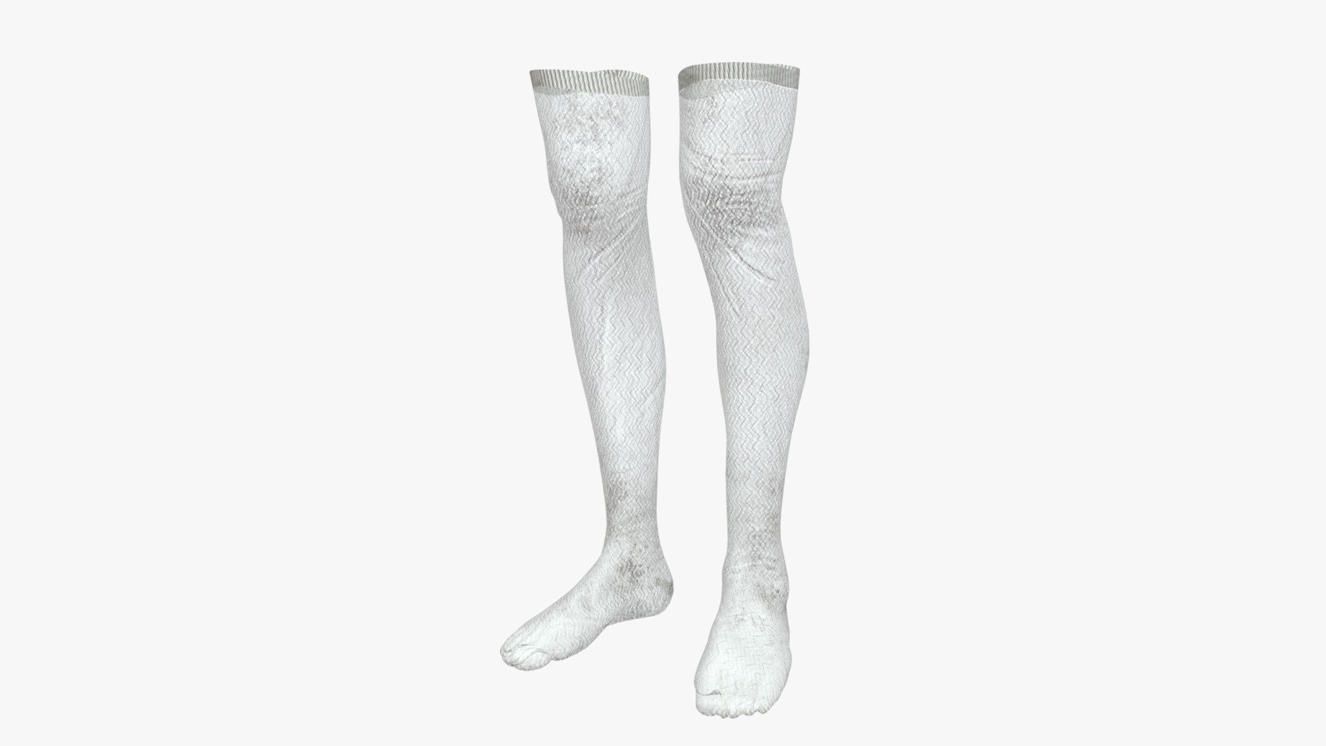 Long White Cotton Socks 3d model