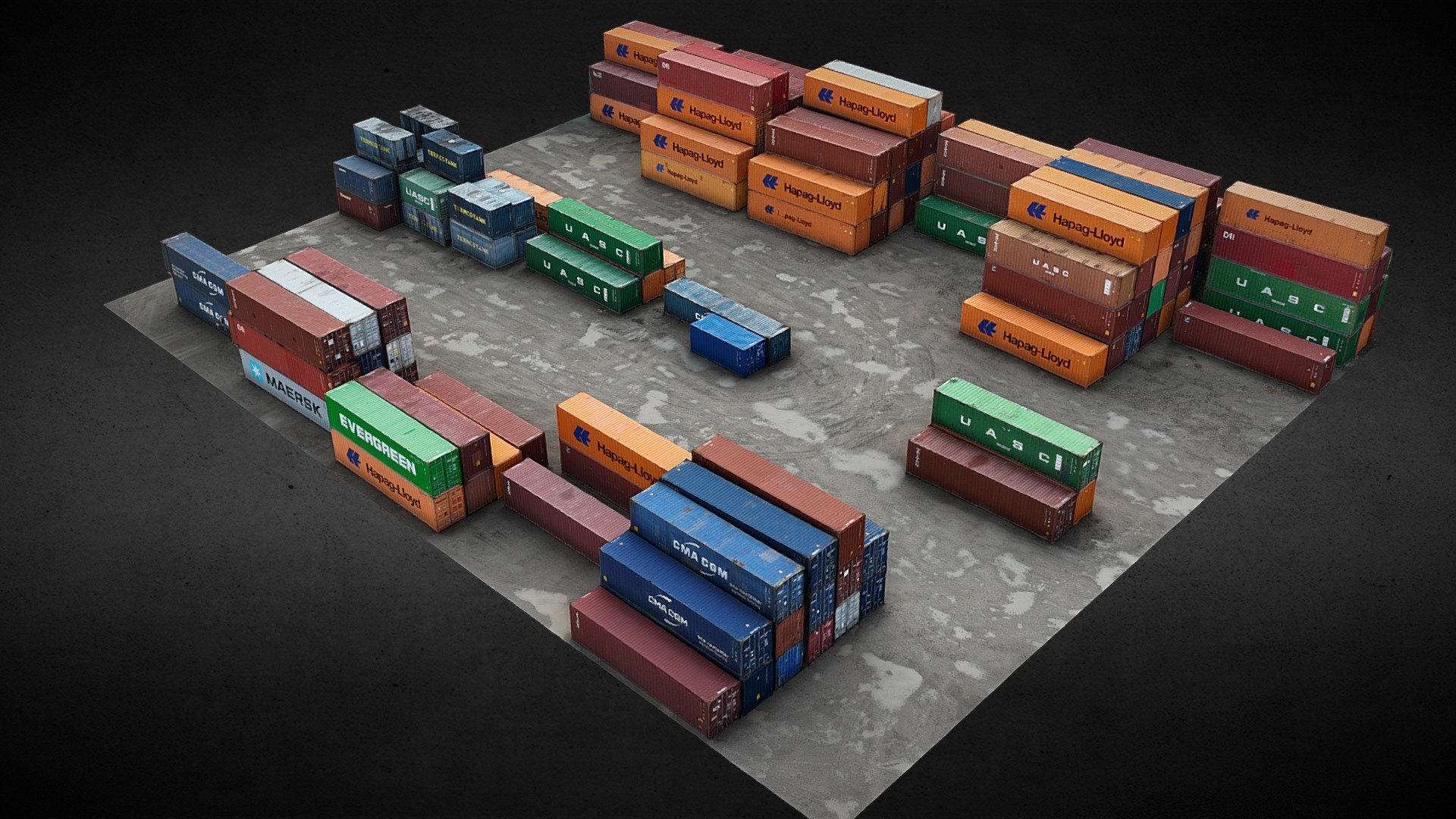 cargo containers terrain set photoscan 3d model