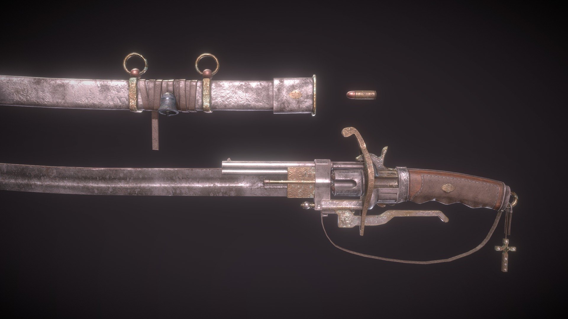 Pinfire Revolver Saber 3d model