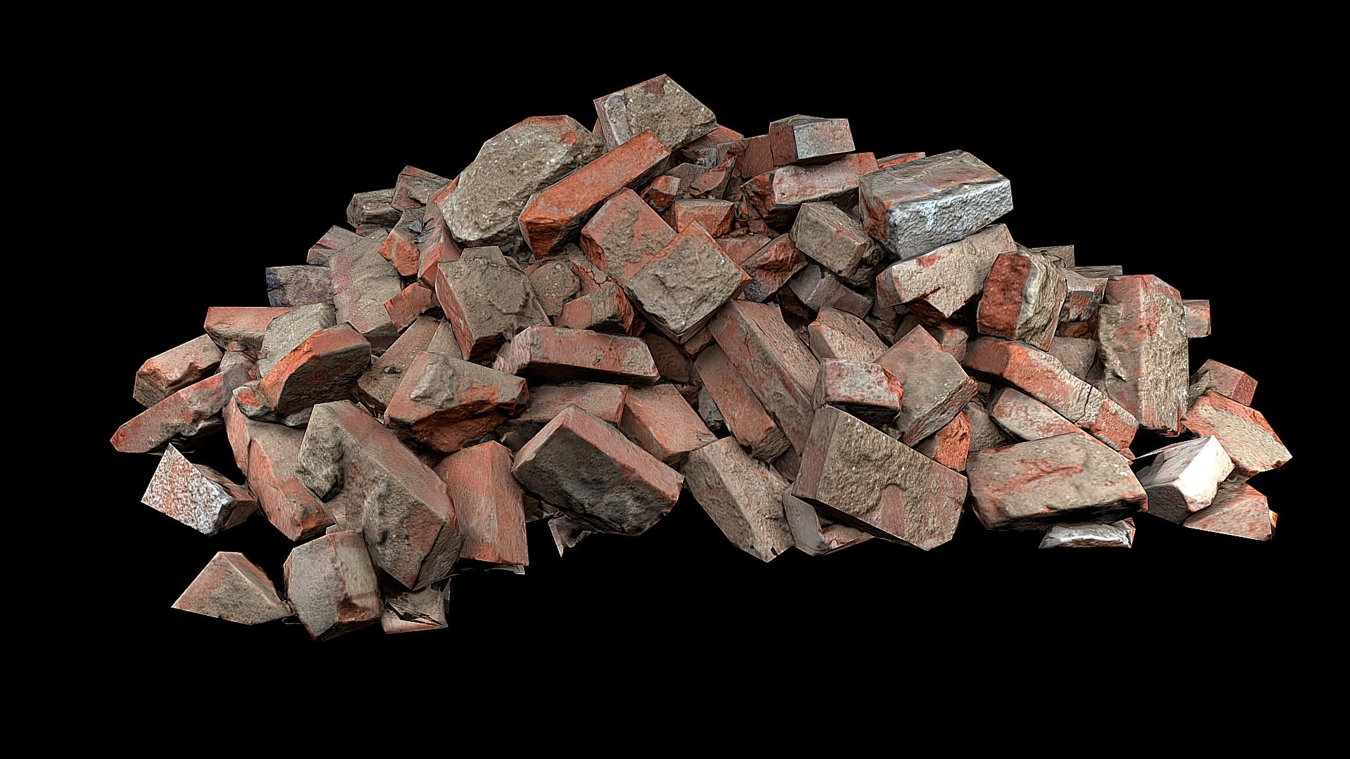 [REMAKE] -Heap of construction old debris bricks 3d model