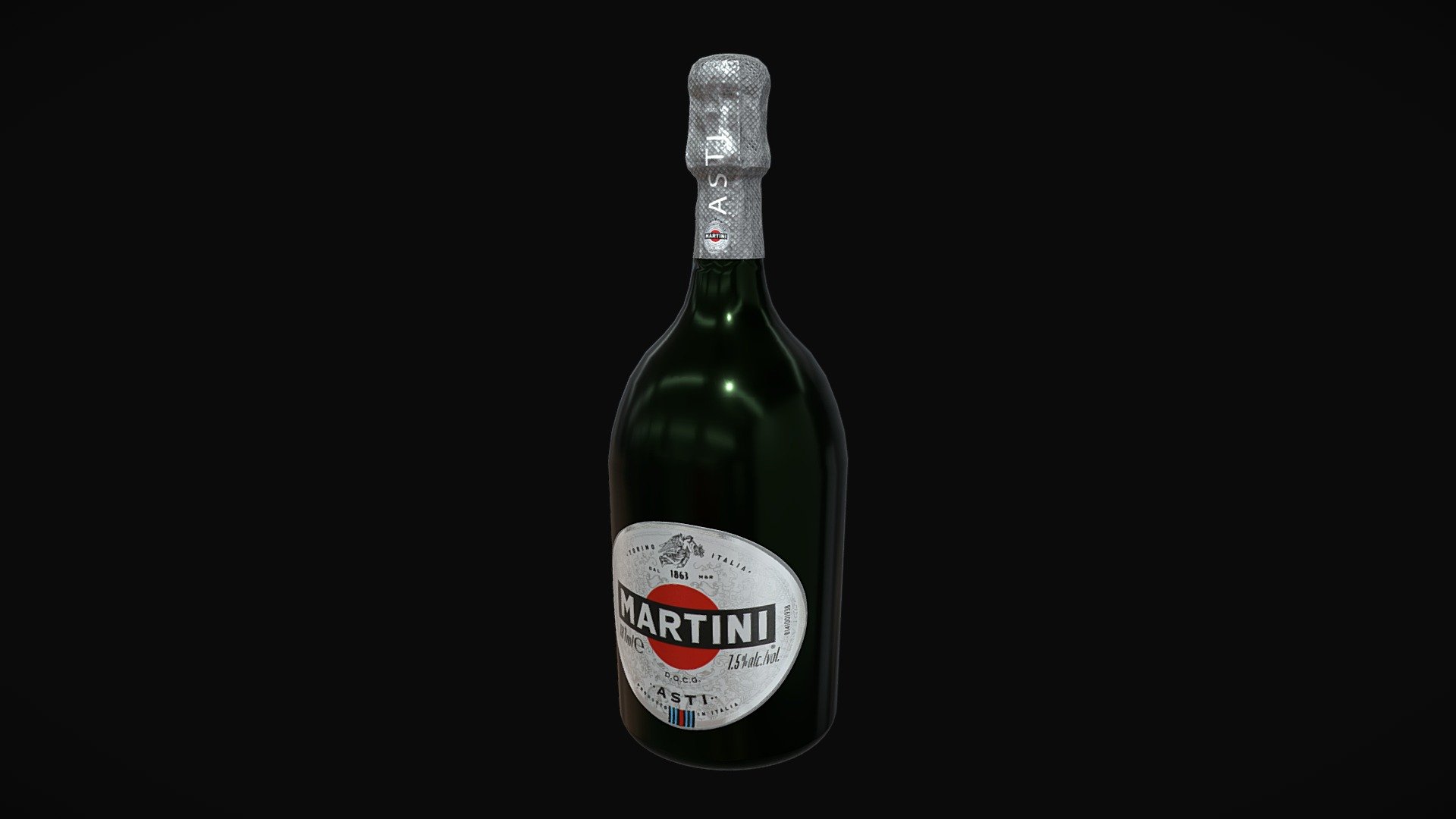 Martini Sparkling Wine Bottle 3d model