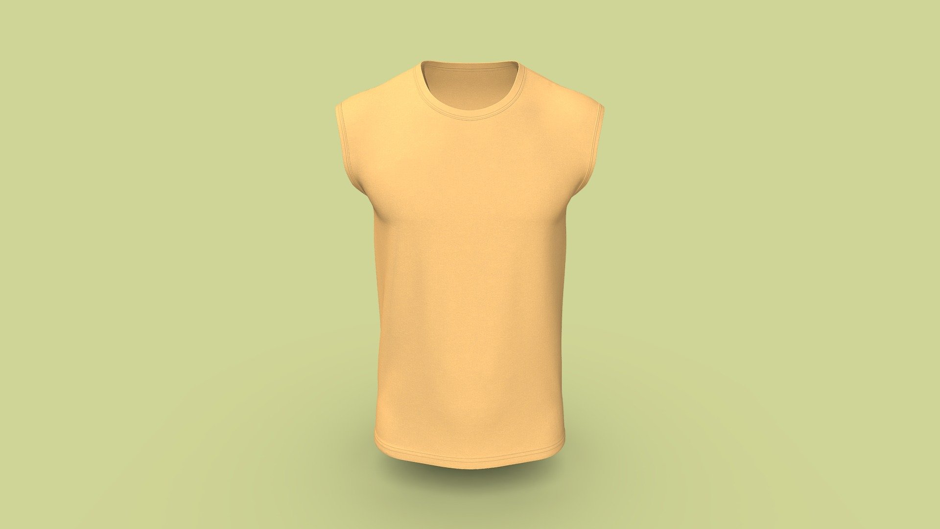 Sleeveless Casual T- Shirt With Round Neck 3d model