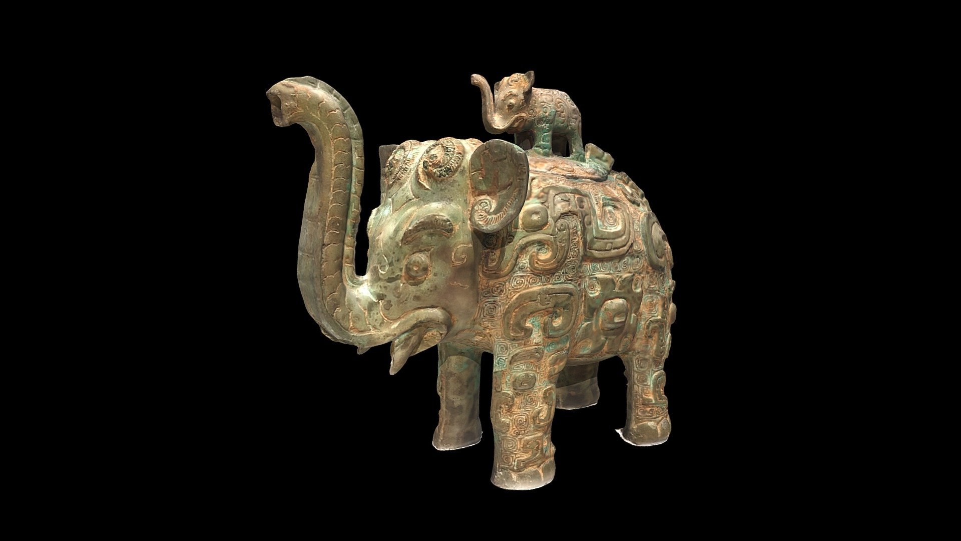 Shang Dynasty Bronze He Elephant 3d model