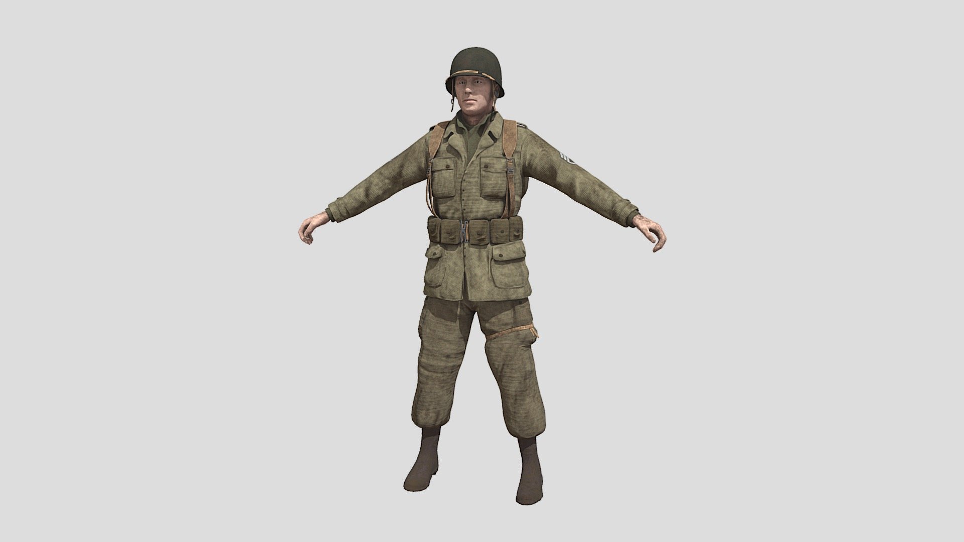 WW2 US Army Soldier Rigged Mesh 3d model