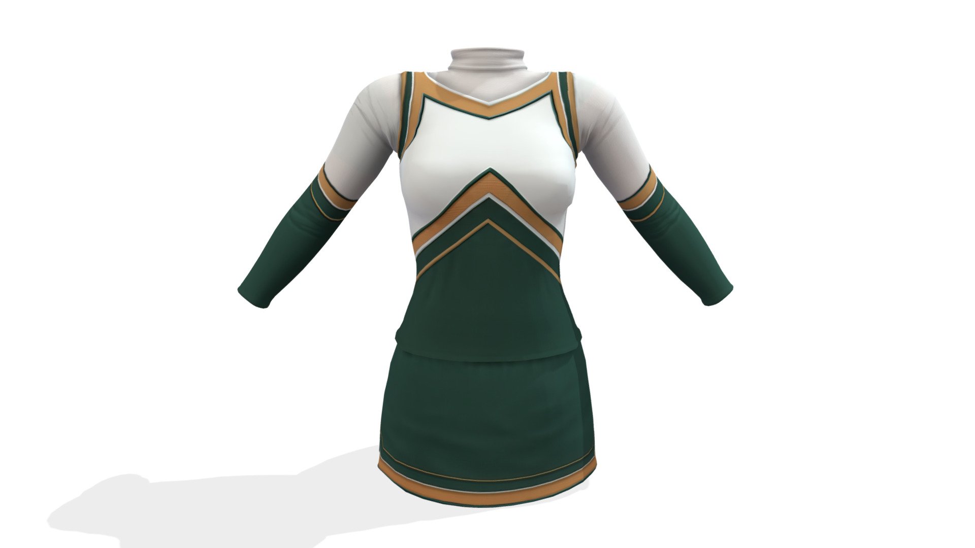 Female Turtle Neck Cheerleader Uniform 3d model