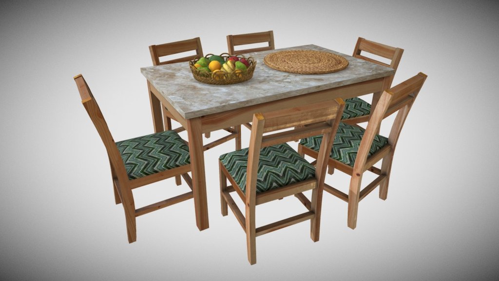 Simple Table Set 3d model