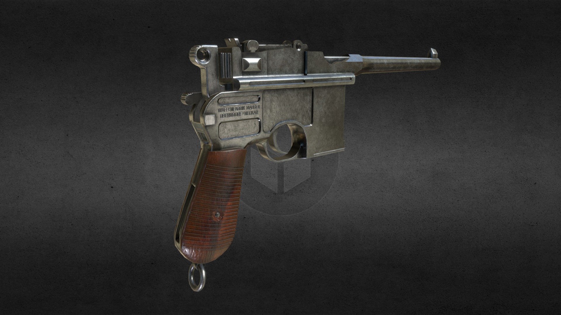 Low poly C96 mauser pistol 3d model