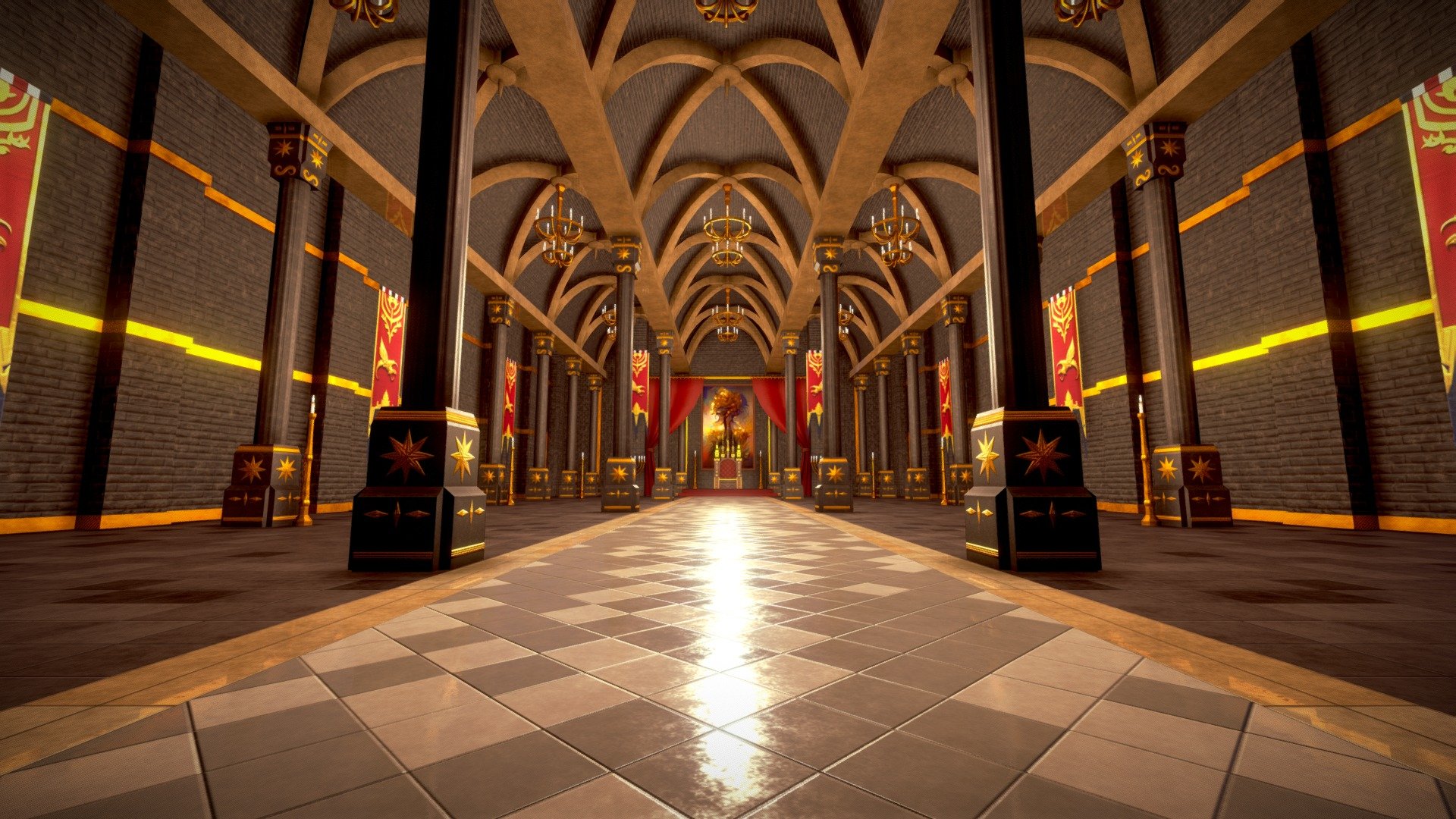 Gothic Throne Room 3d model