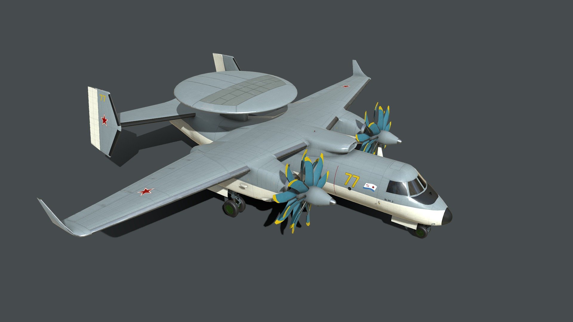 Yak-44 AEW aircraft 3d model