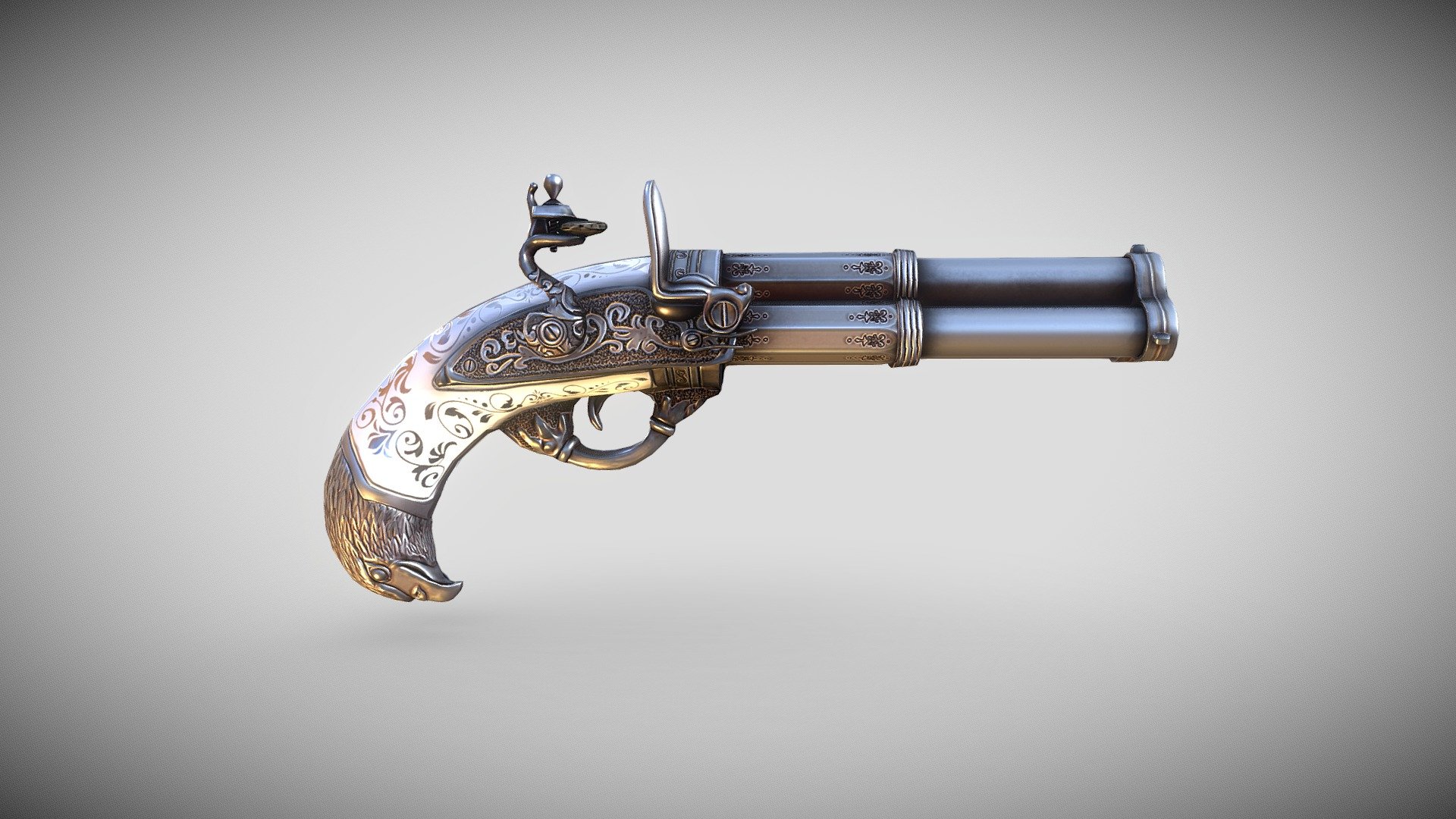 Flintlock pistol, France 18th. C. 3d model