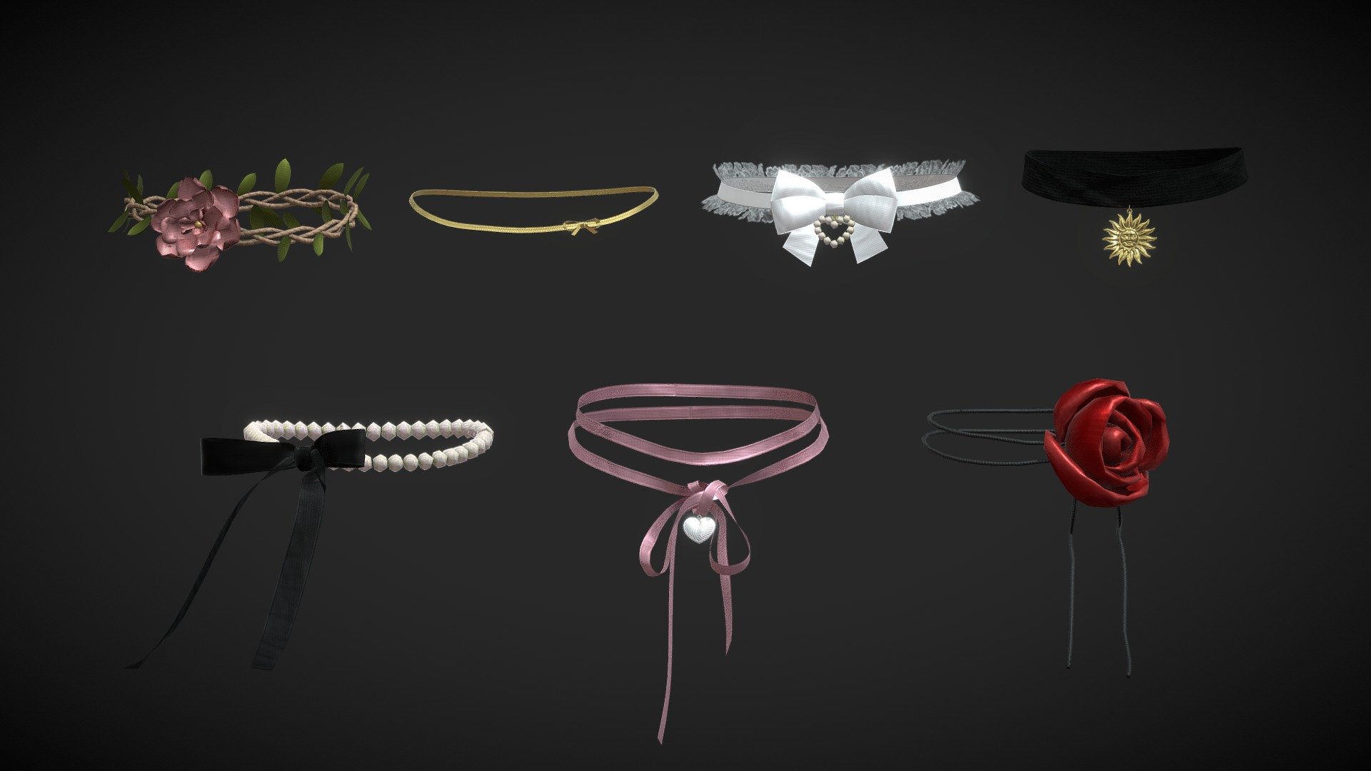 Chokers / Necklaces pack 3d model