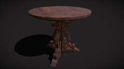 Medieval Mahogany Antique Three Legged Round