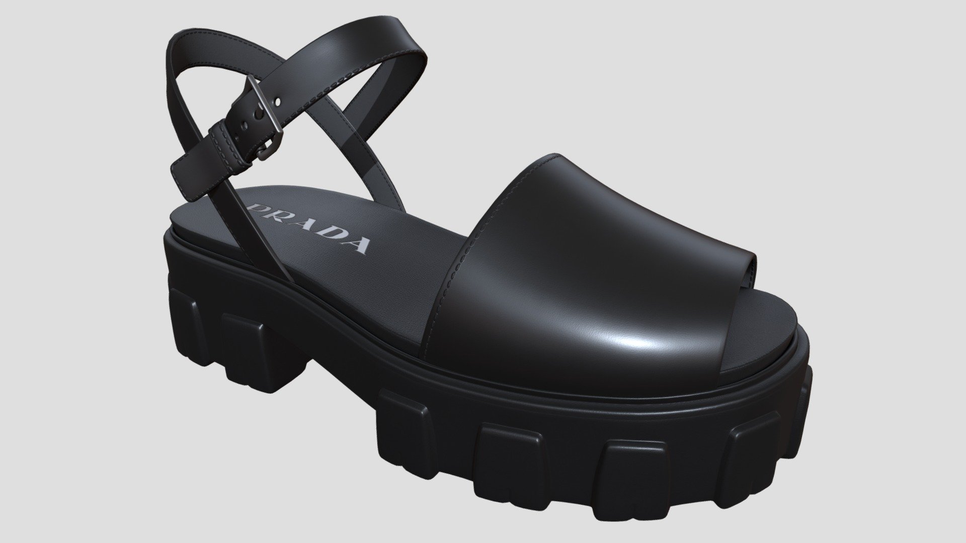 Monolith Platform Sandals Prada Black 3d model