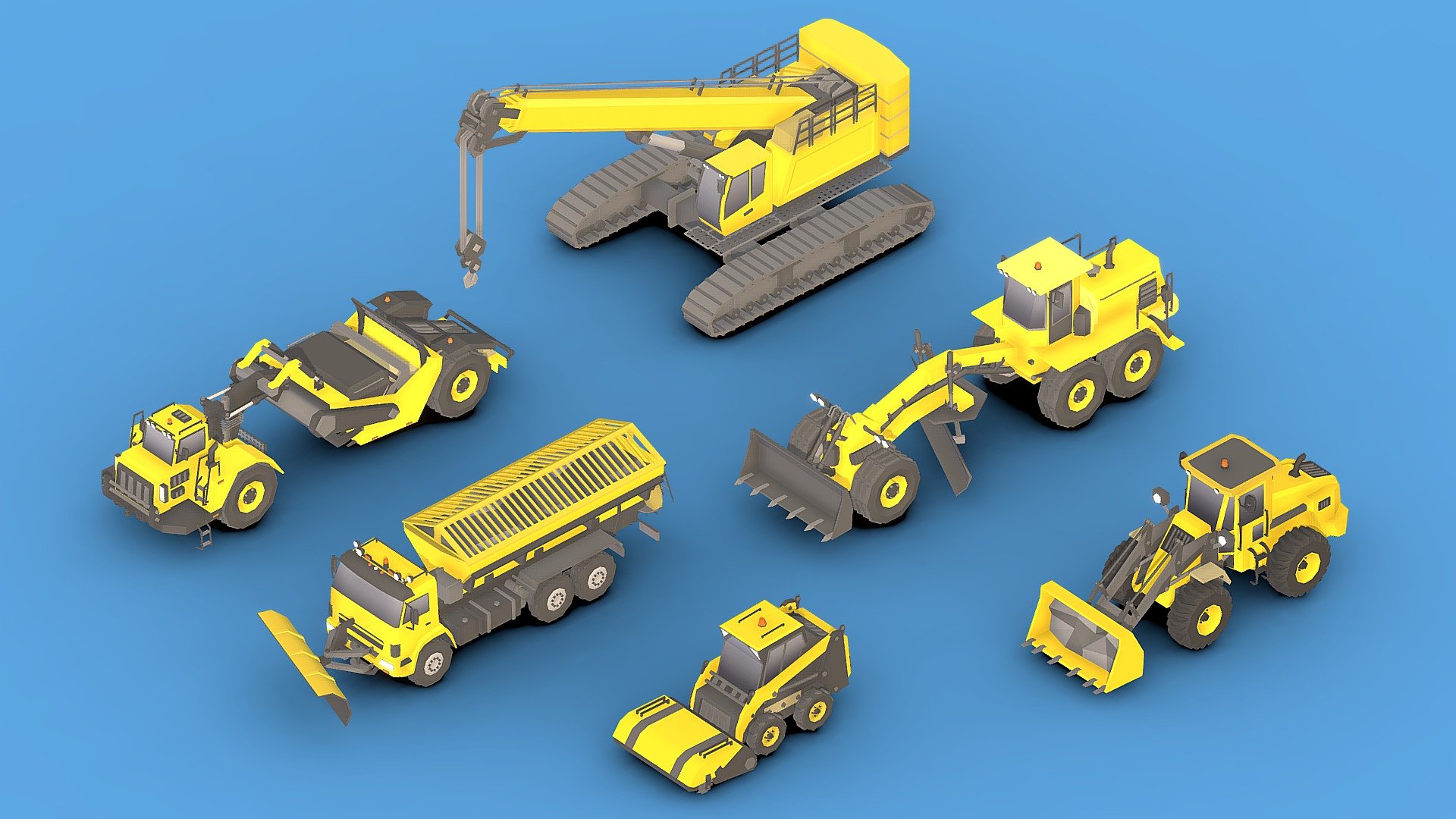 Collection Construction Vehicles Low- Poly_2 3d model