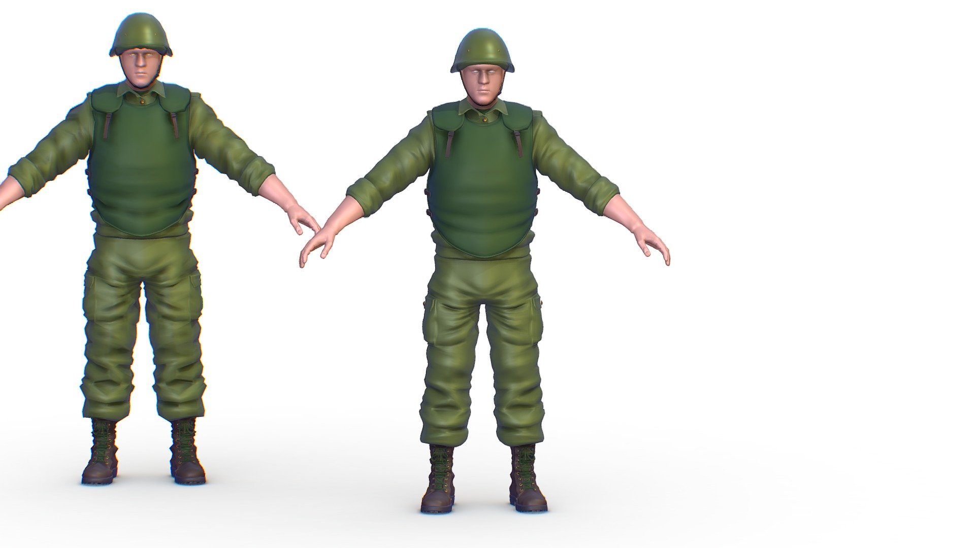 High Poly Subdivision Man Old USSR Soldier 3d model