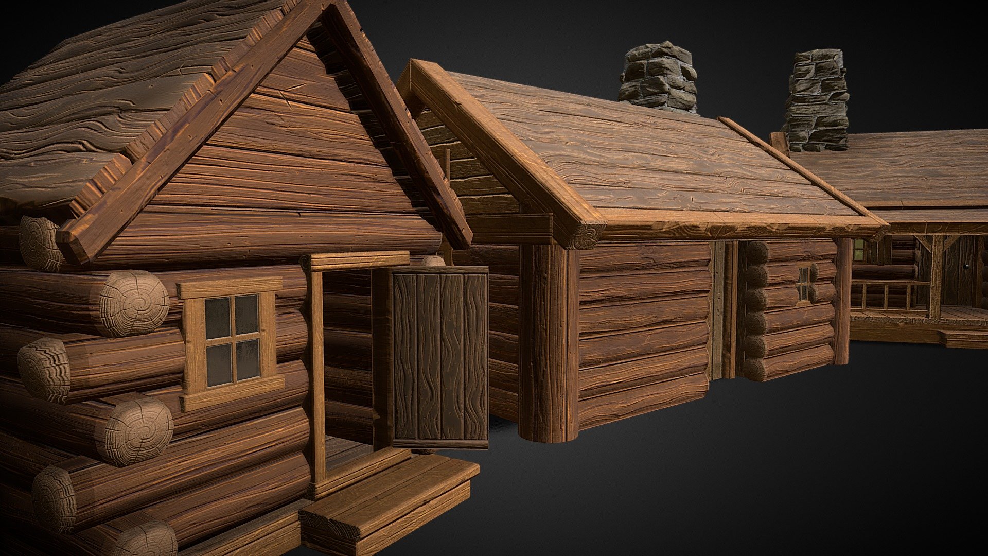 Stylized Log Cabin Game Models [UPDATED] 3d model