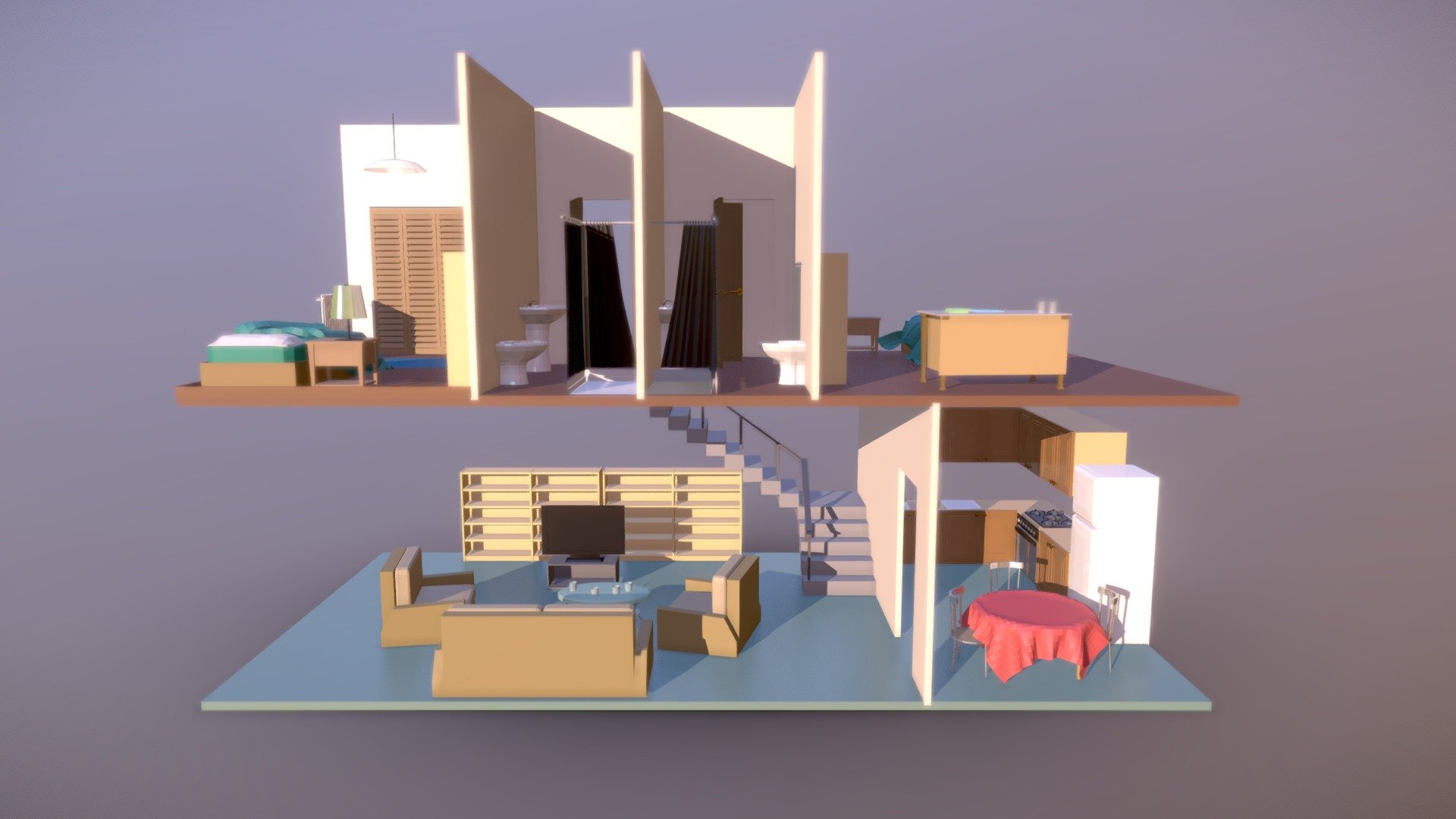 Low Poly House Interior 3d model