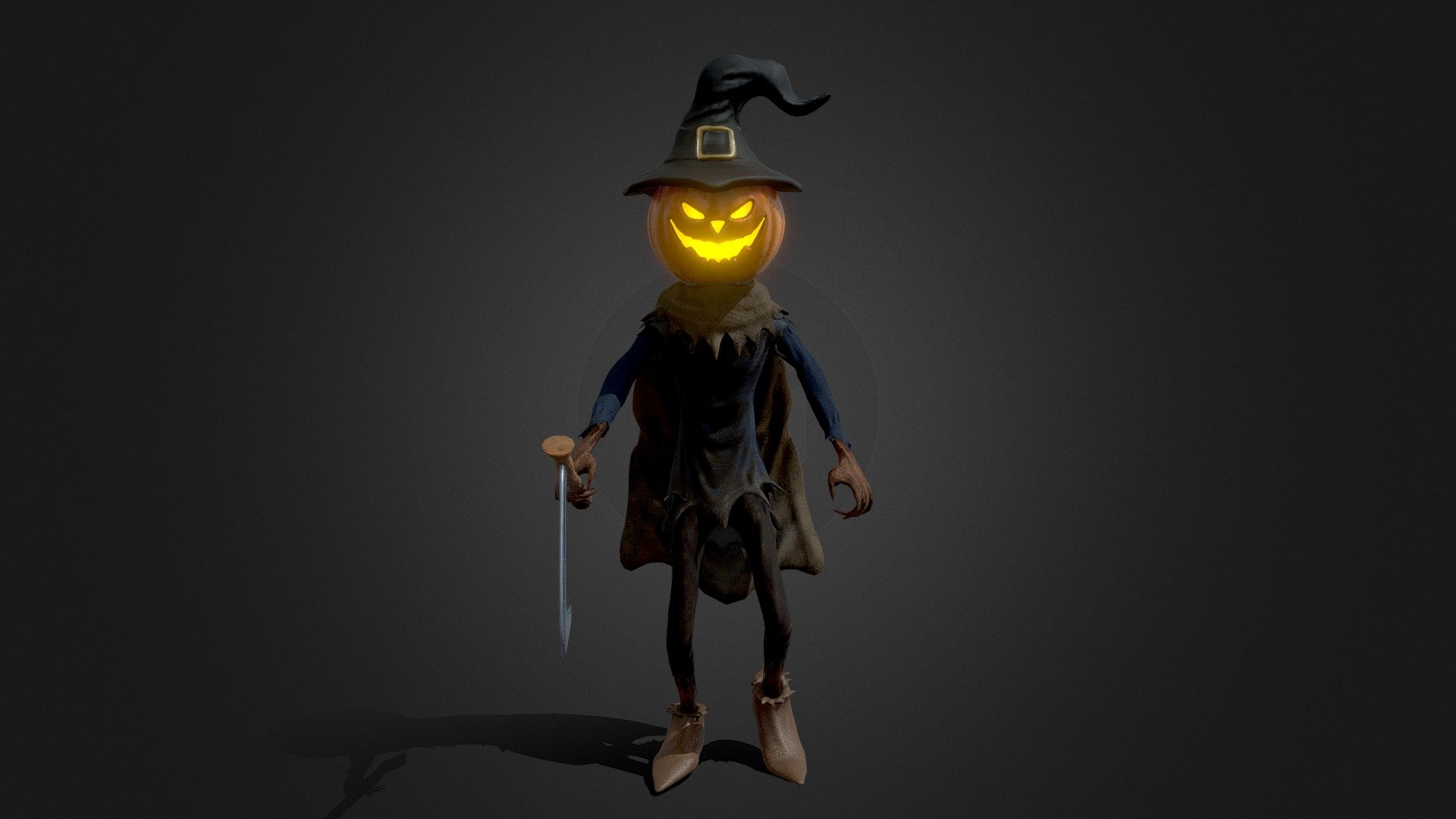 Scary Pumpkin Scarecrow Character 3d model