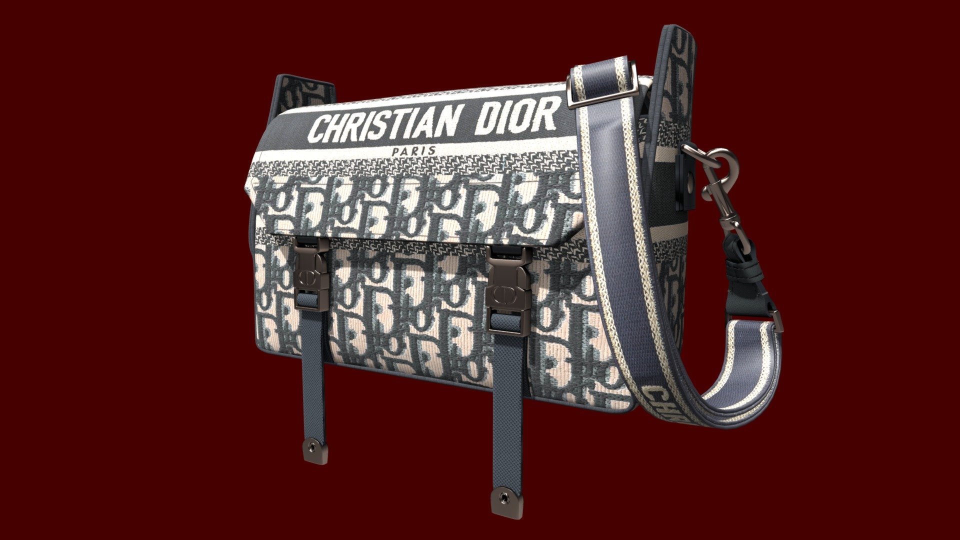 Bag Diorcamp Dior Oblique Azul DIOR bolso 3d model