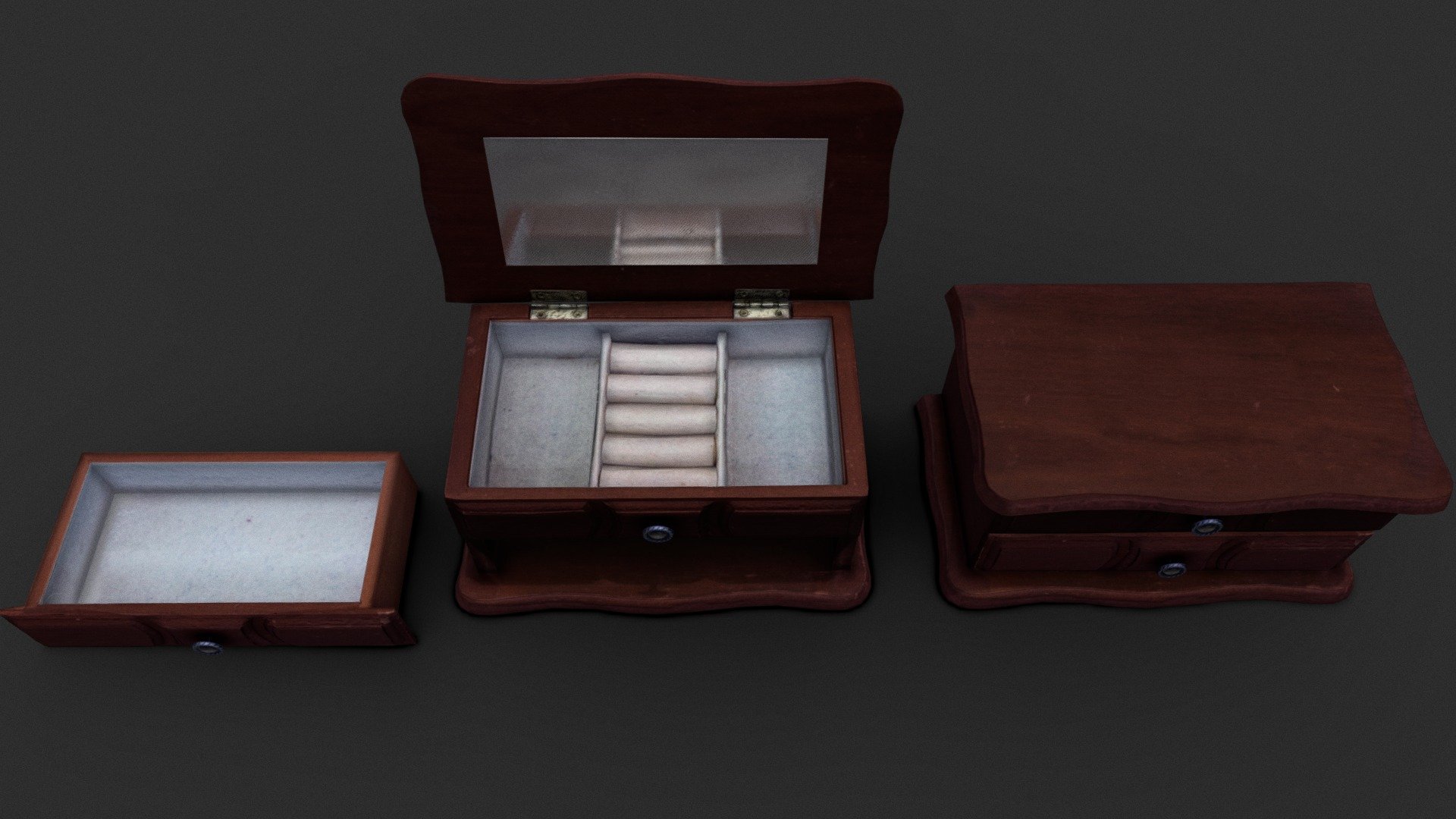 Old wooden jewelry box 3d model