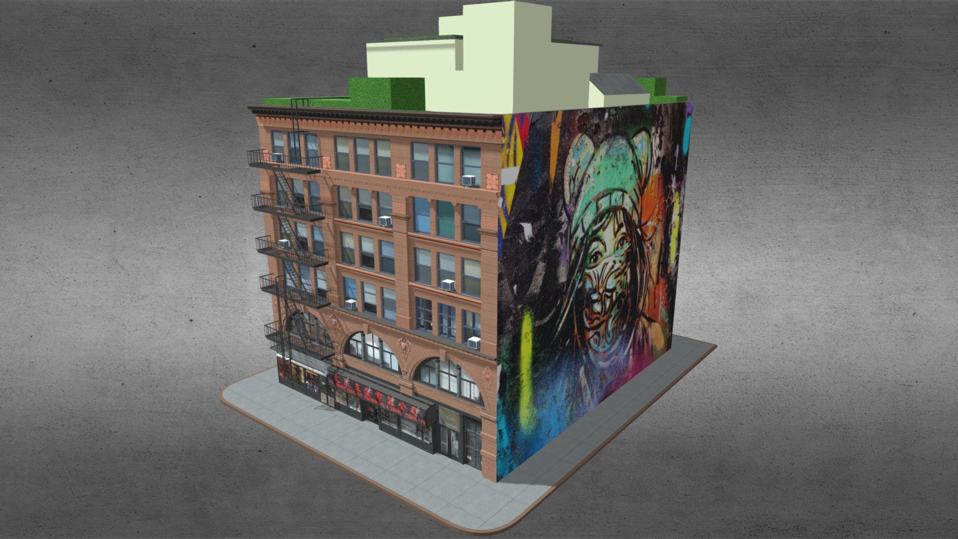 Little Italy Manhattan Corner Building 03 3d model