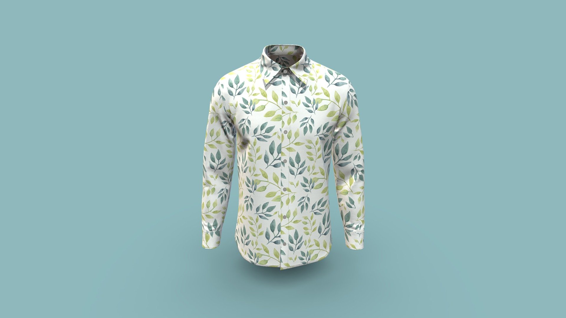 Mens Hawaiian Slim Fit Shirt 3d model