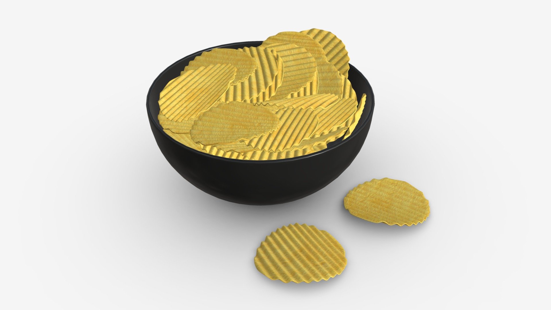 Potato chips in bowl 03 3d model