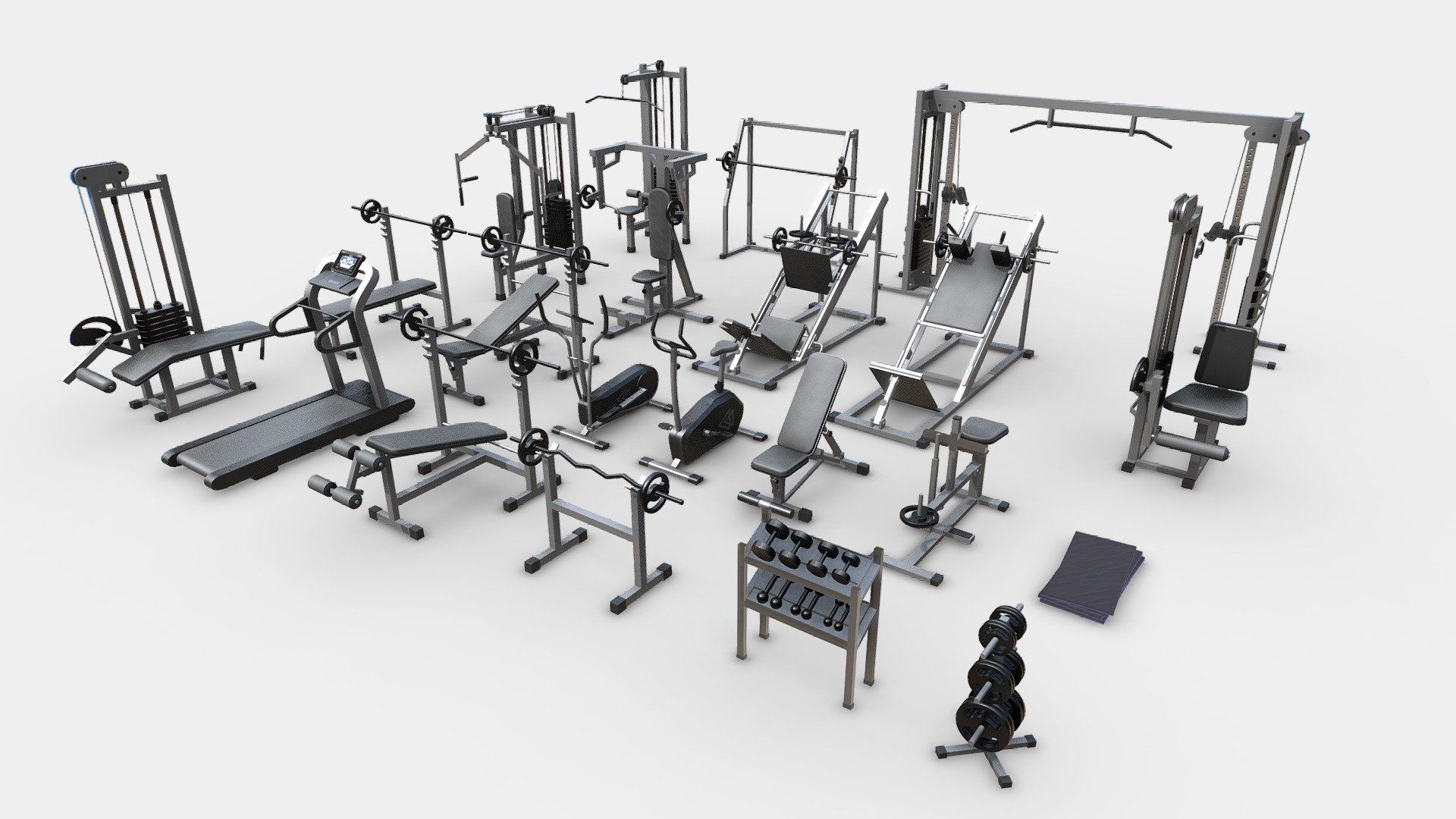 Rigged Gym Equipment 3d model