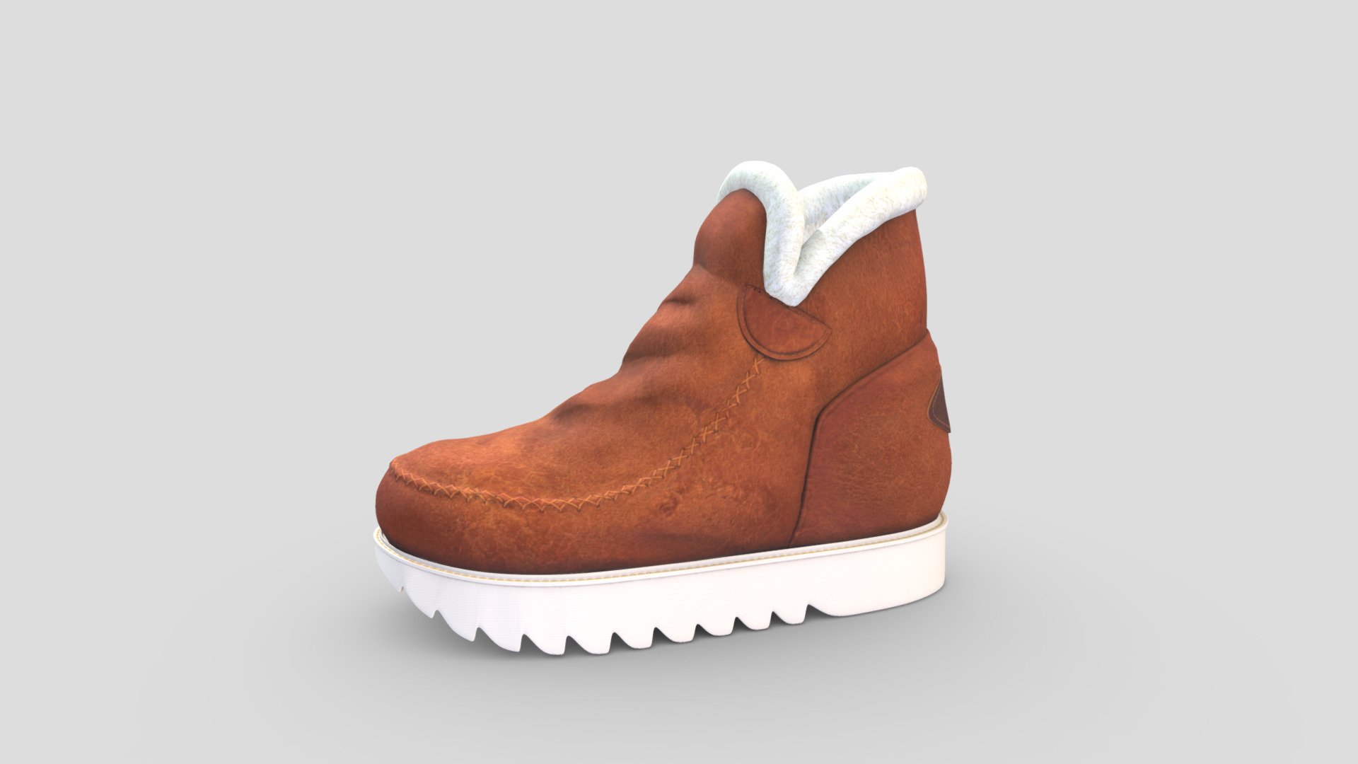 Fur Lining Winter Ankle Snow Boots 3d model