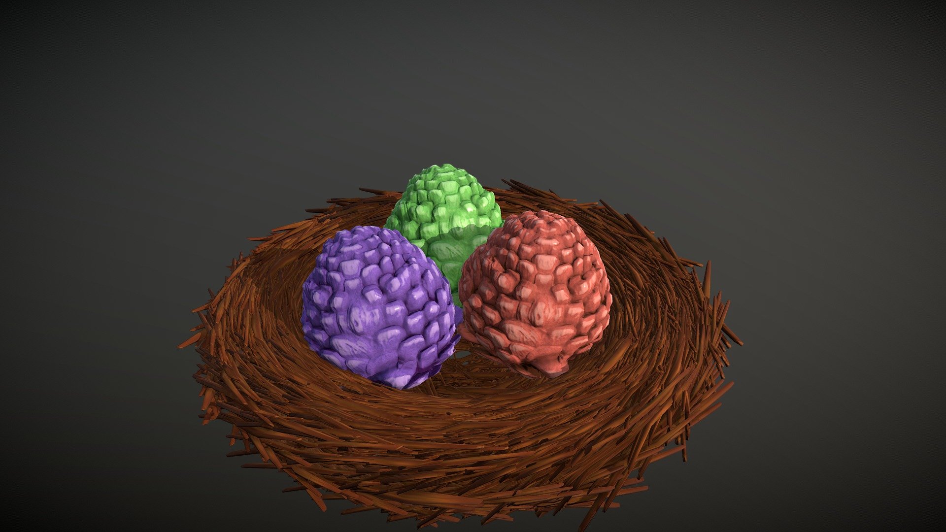 Stylized Dragon Nest With Eggs 3d model