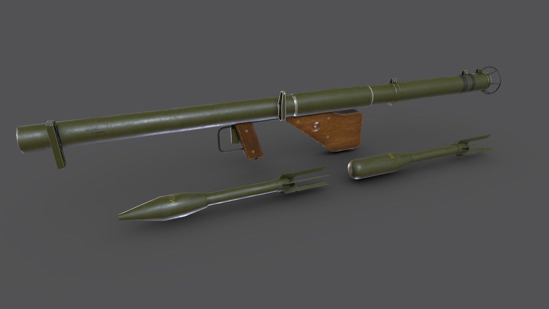 M1A1 Bazooka Anti-tank Rocket Launcher 3d model