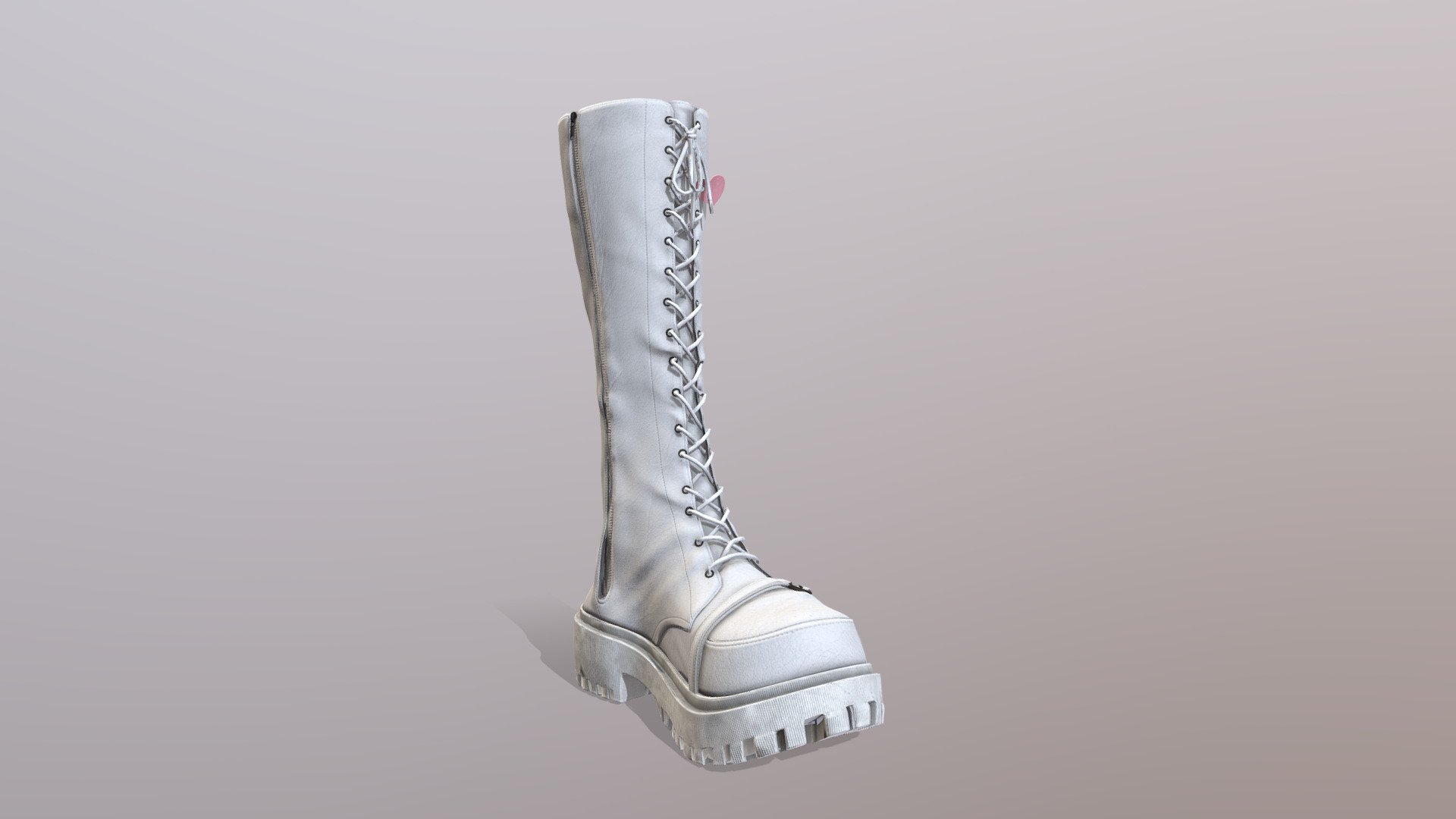 White Leather Boots 3d model