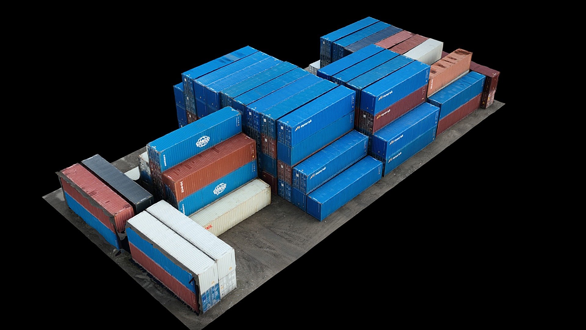 cargo containers terrain set photoscan 3d model