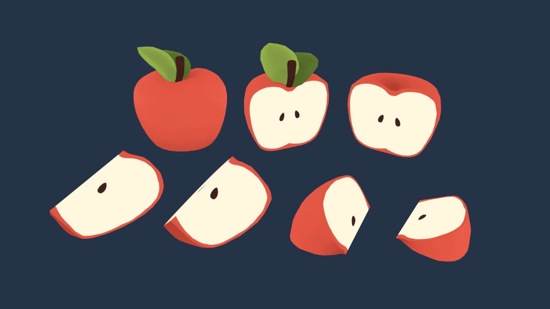 Cute Apple (Free) 3d model