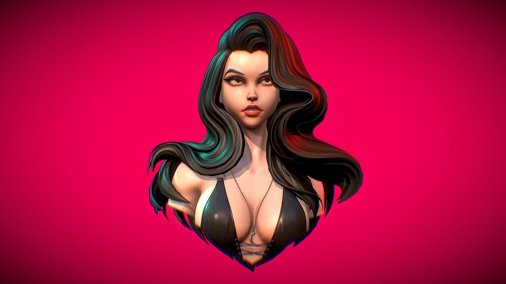 Girl with black hair 3d model