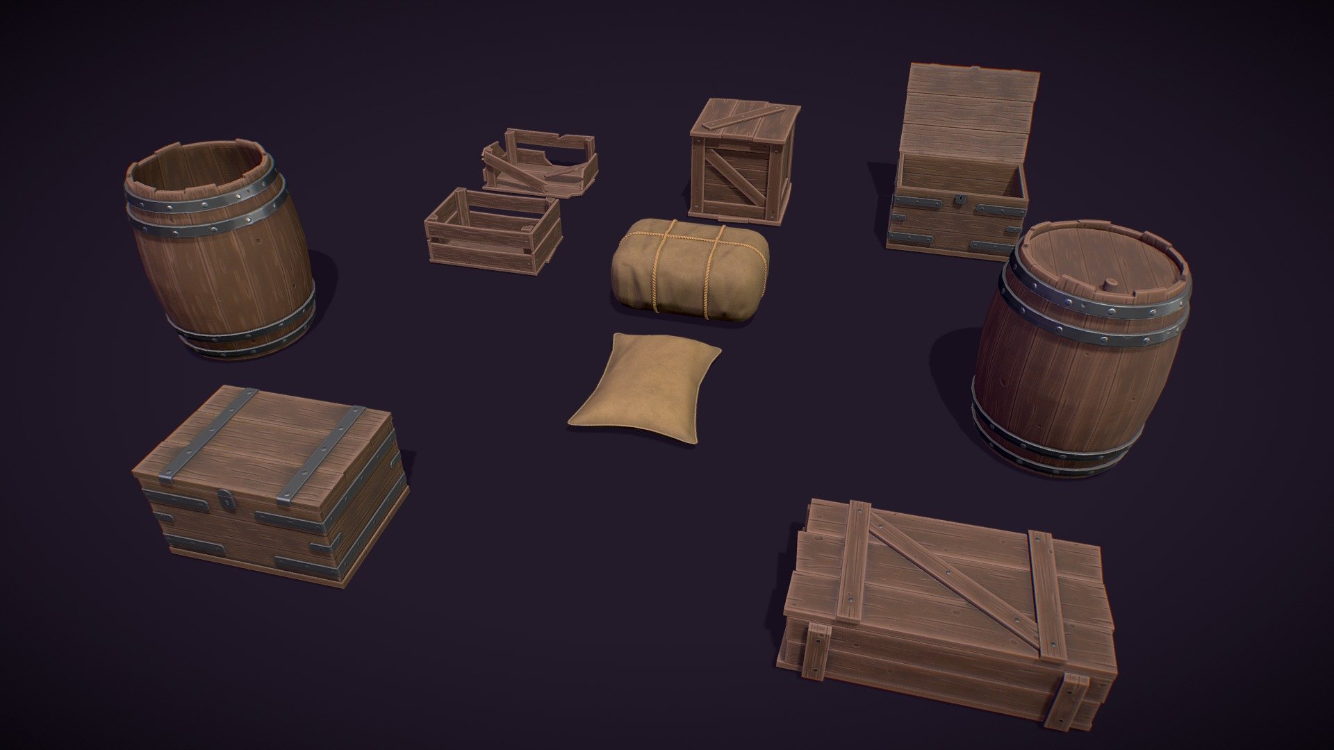 Stylized Boxes and Packages 3d model