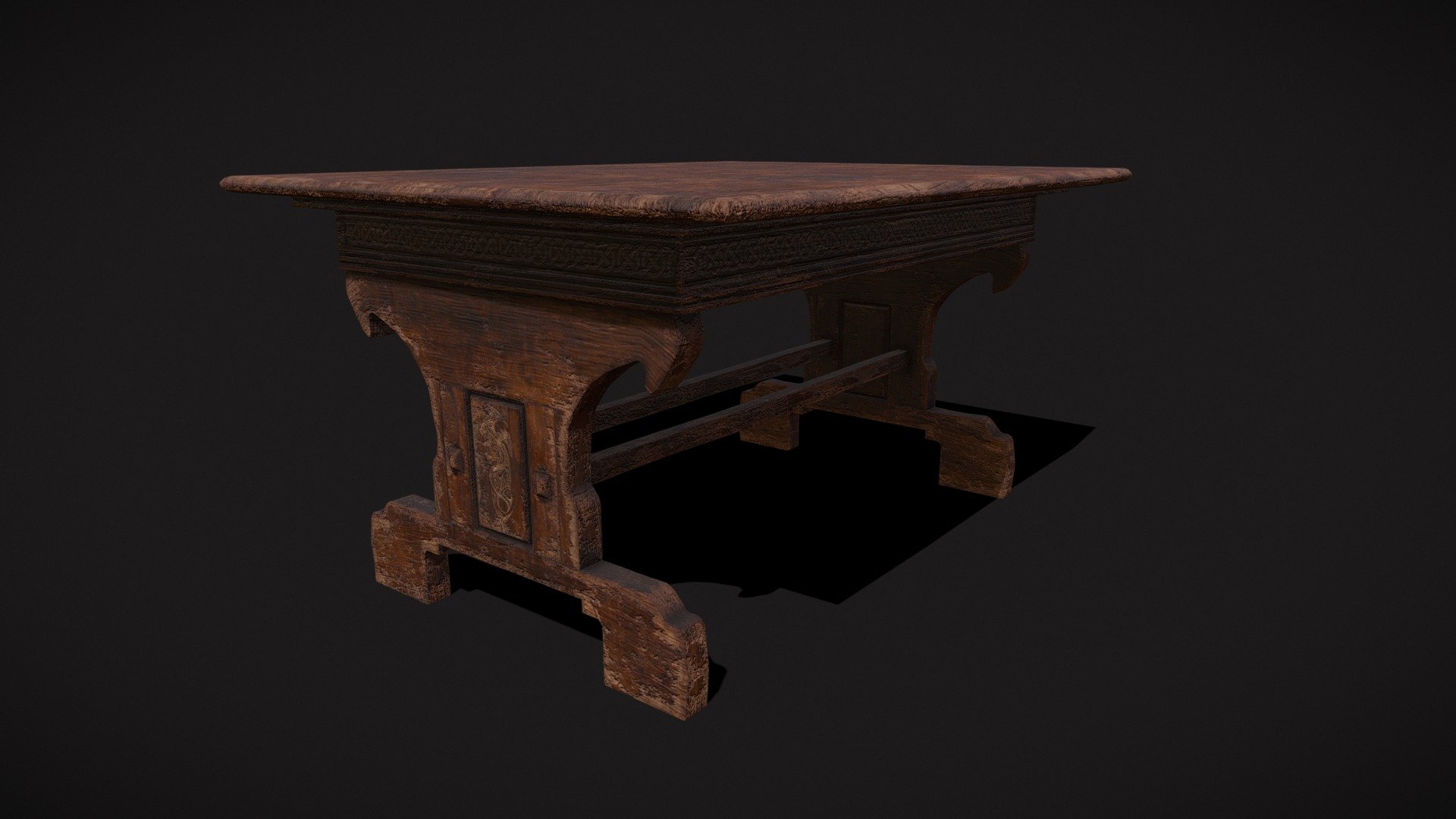 Rustic Elegant Medieval Reading Table 3d model