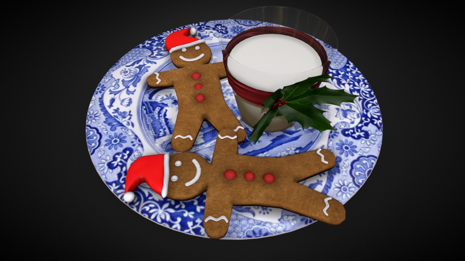 Christmas Gingerbread And Milk 3d model