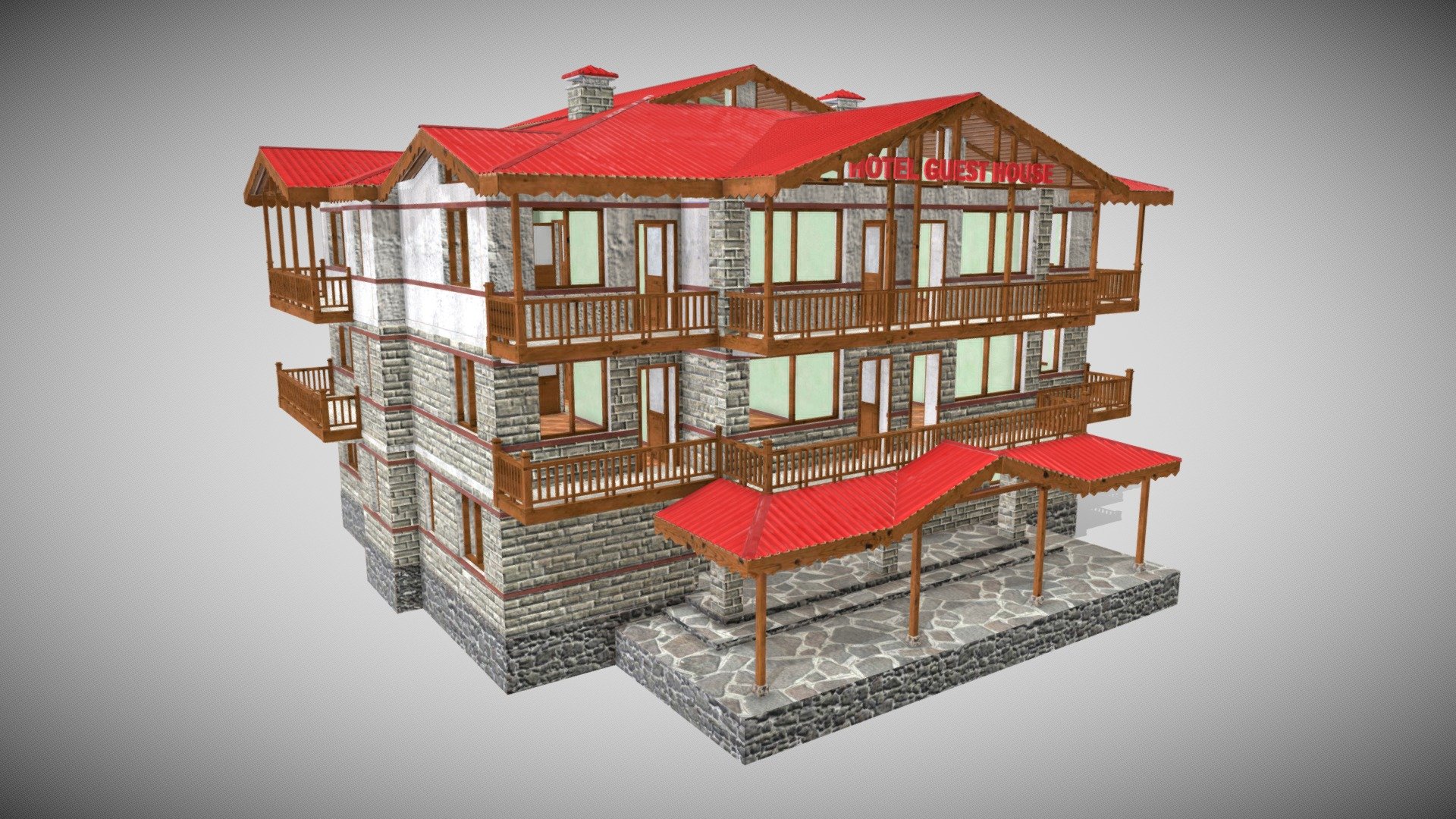 Mountain Guest House 3d model