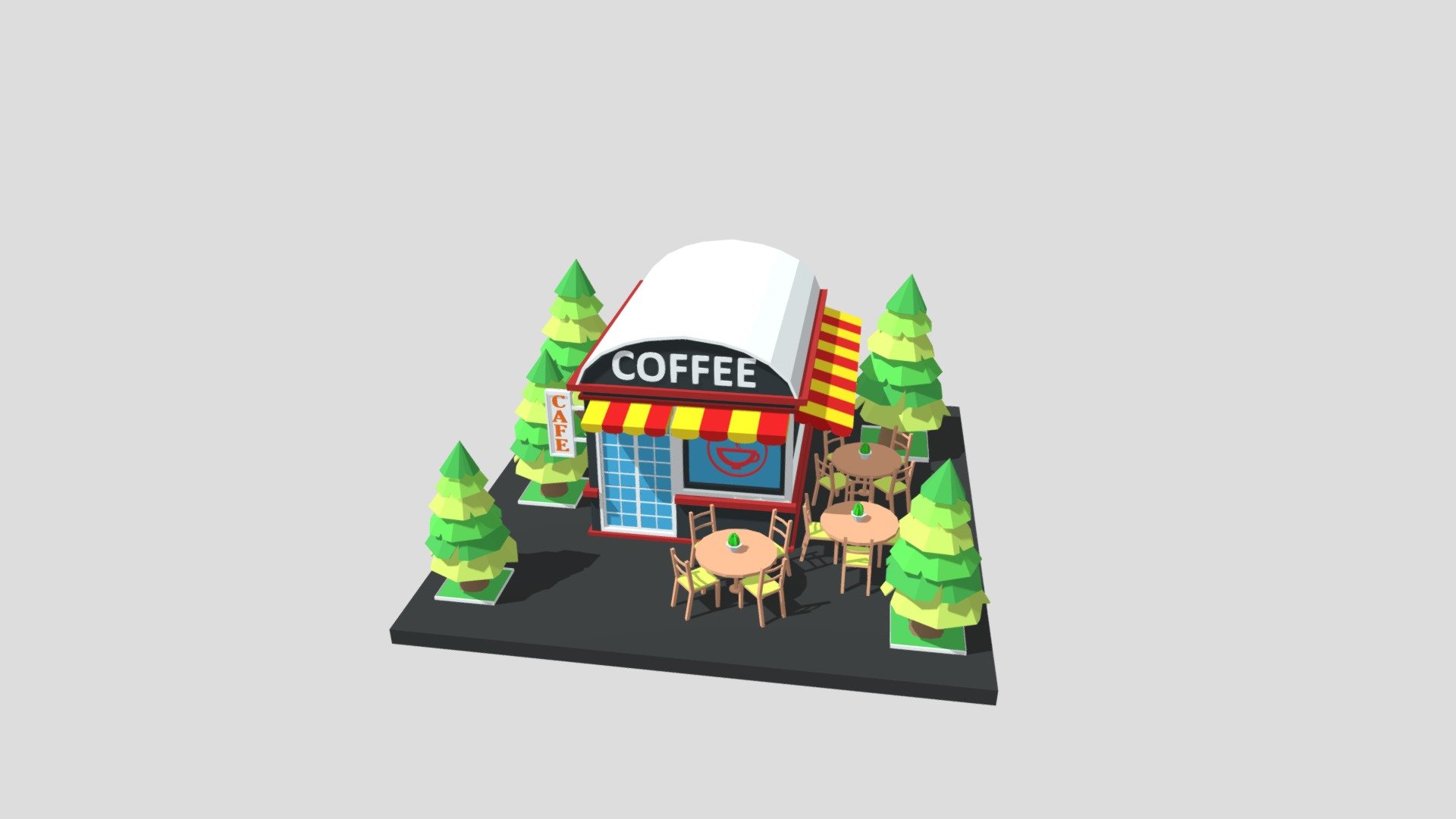 cartoon cafe 01 3d model