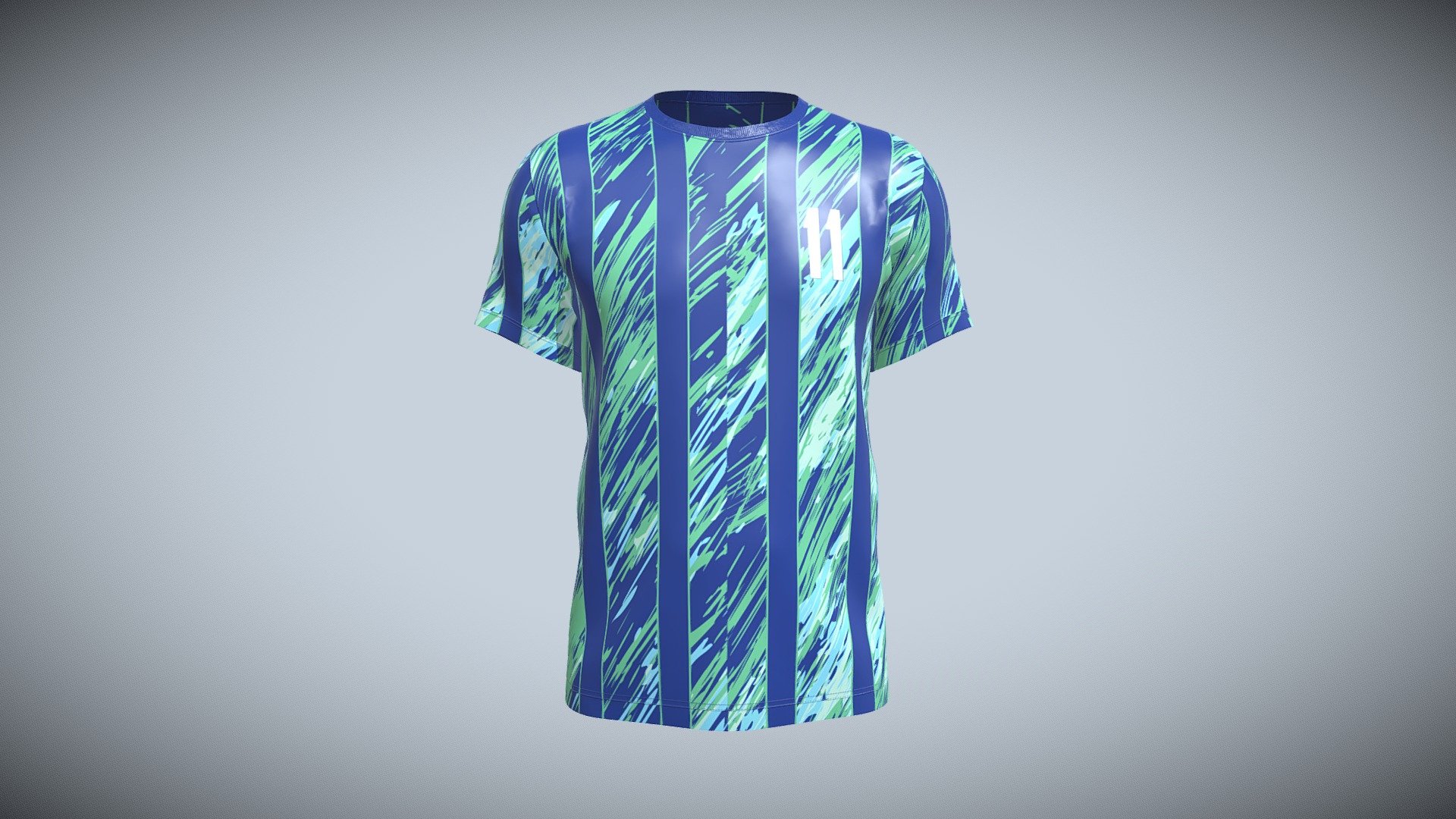 Soccer Blue Stripe Jersey Player-11 V2 3d model