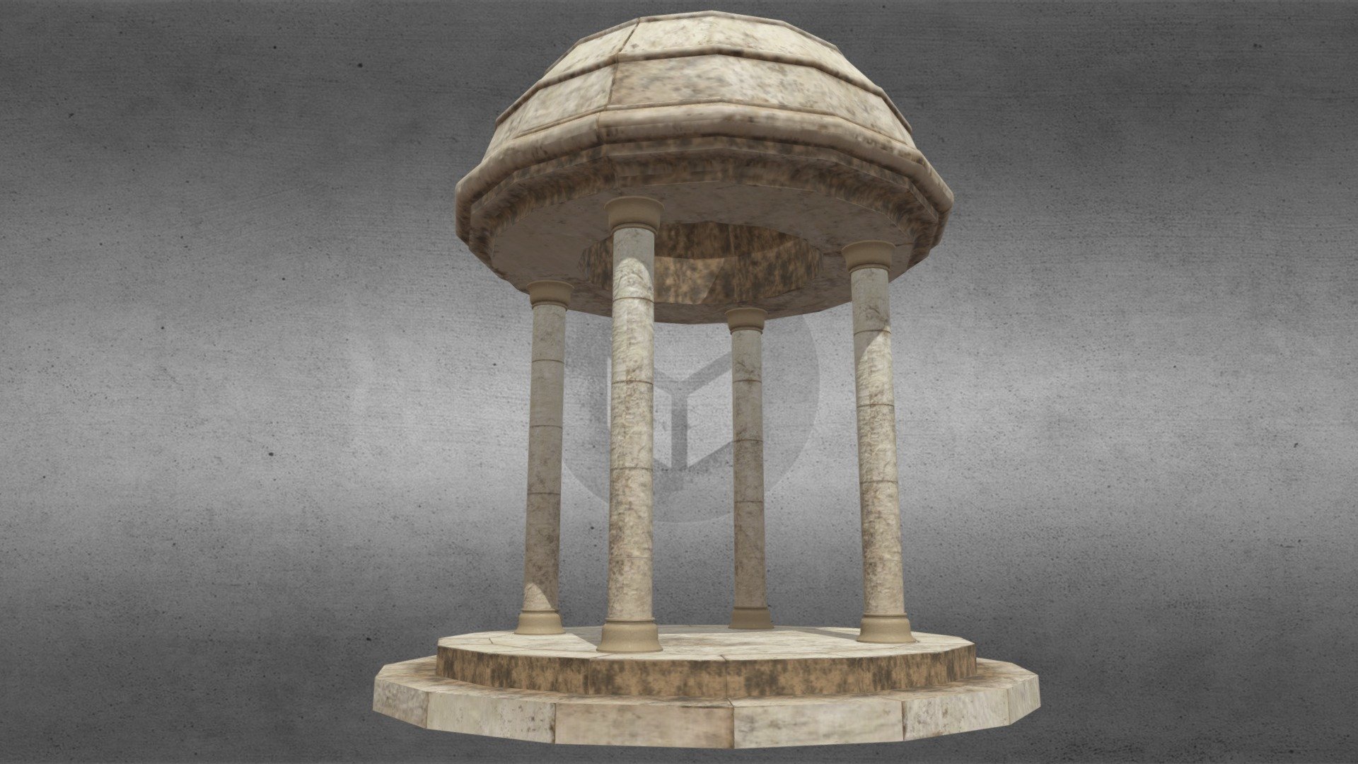 Column. Stone dome. With stone base. 3d model