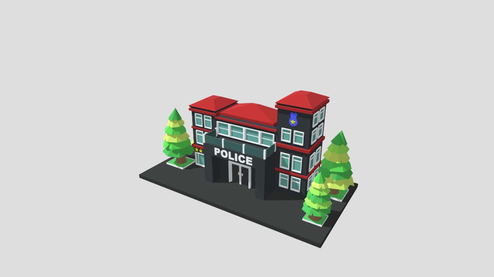 cartoon police station 01 3d model