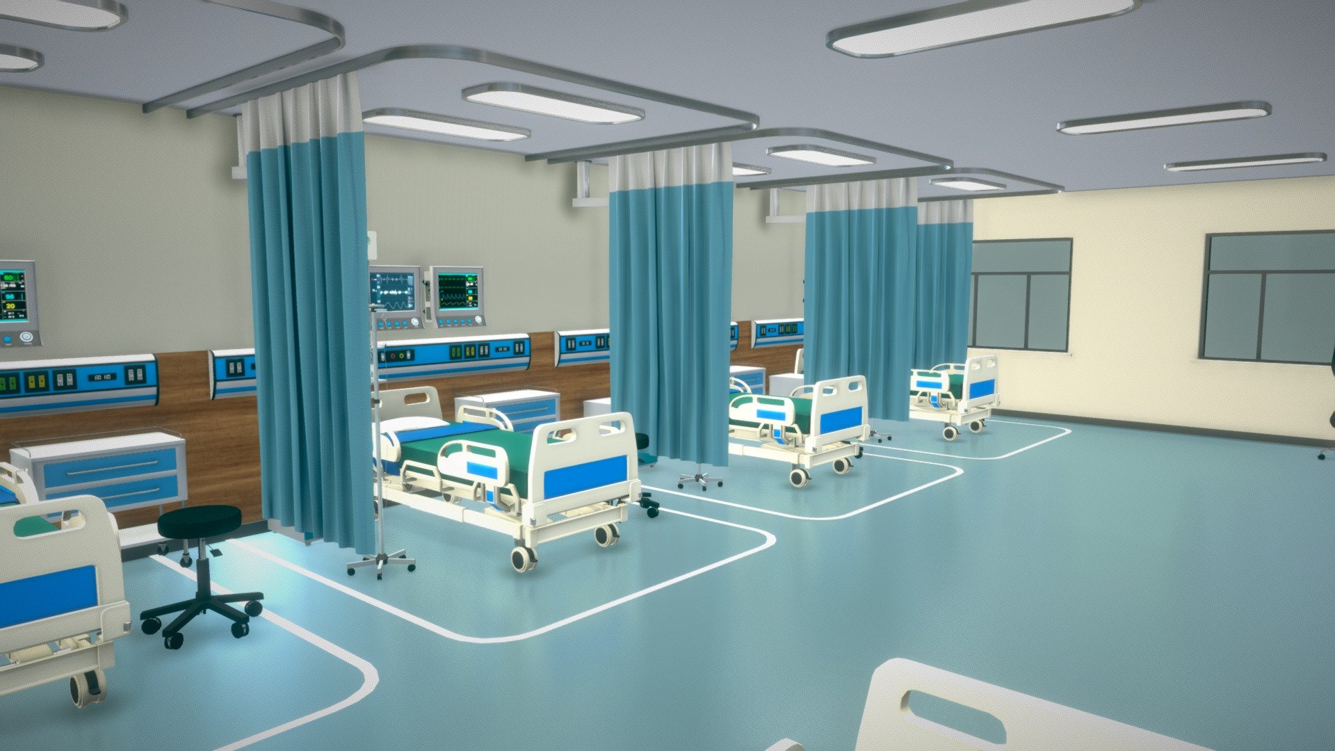 Hospital Wardroom 3d model