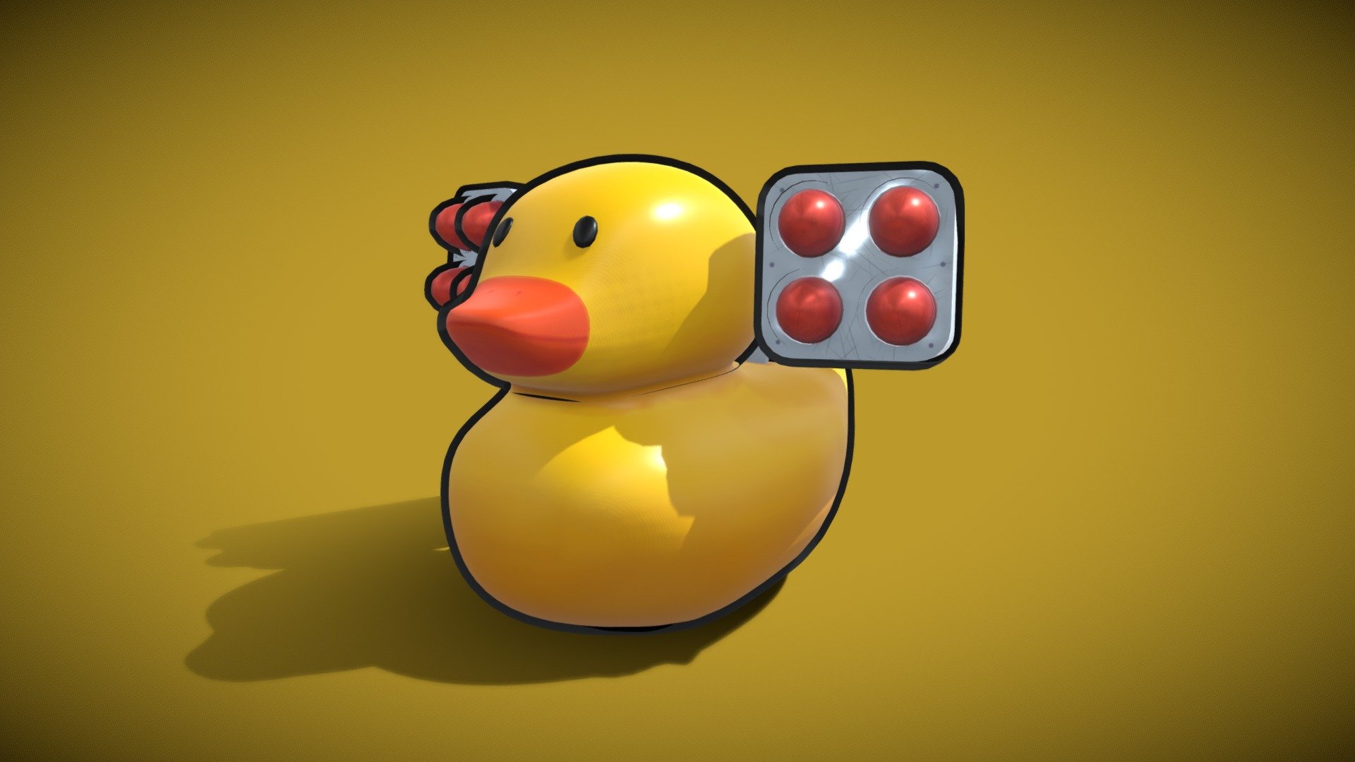 Toy Rubber Ducky With Missile Launcher 3d model